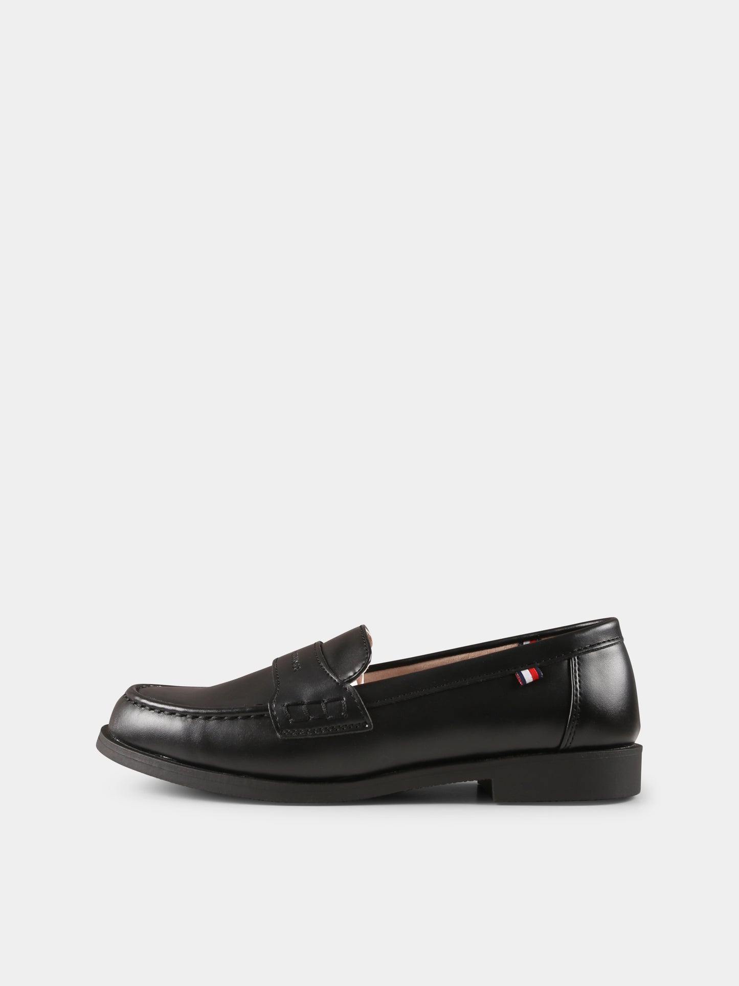 Black loafers for boy with logo
