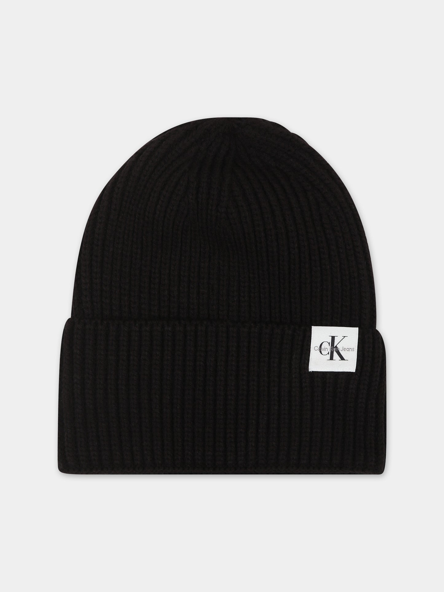 Black beanie for kids with logo