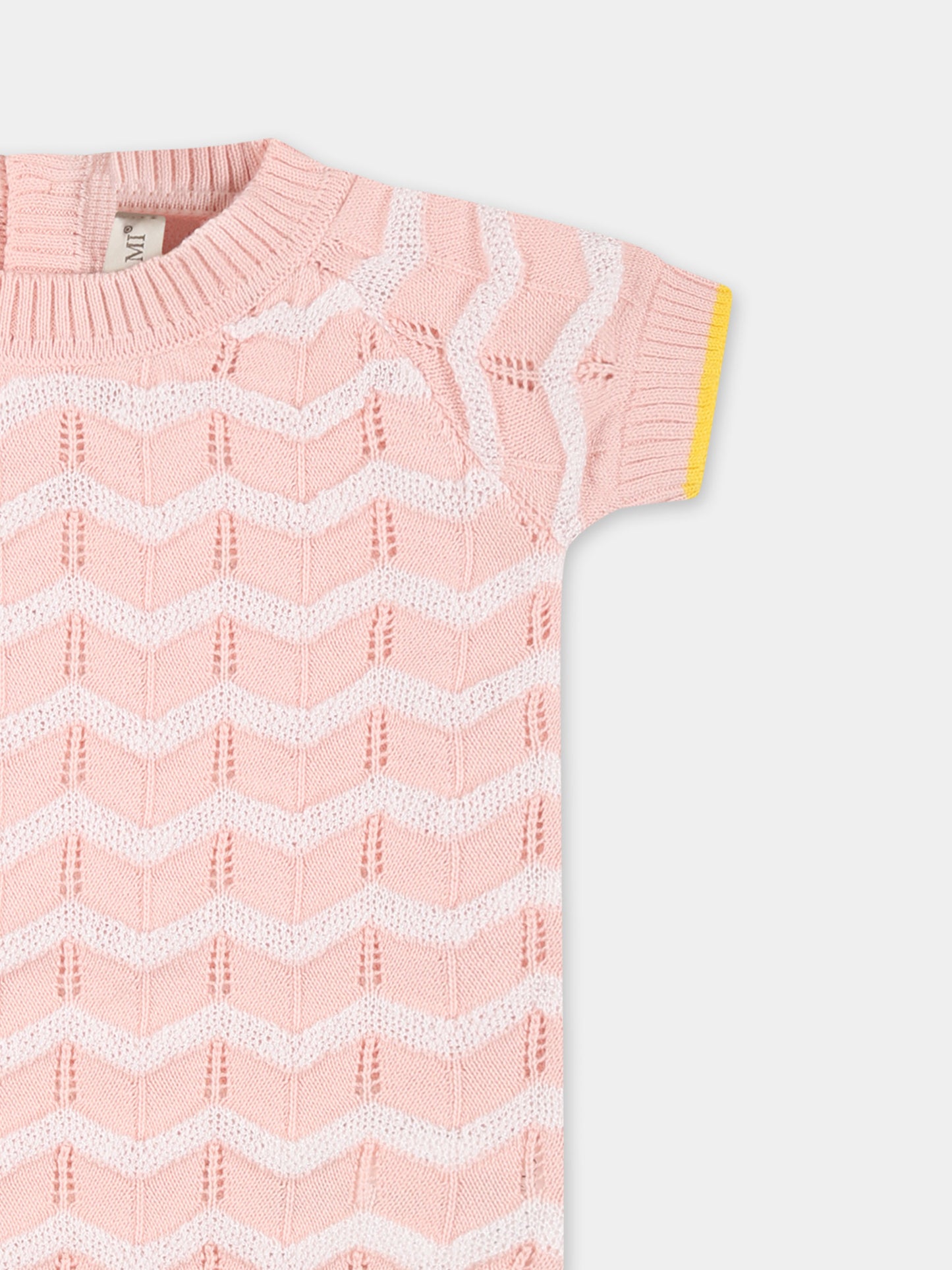 Pagliaccetto rosa per neonata con onde,Gensami,TU04-B-ONDA BABY PINK