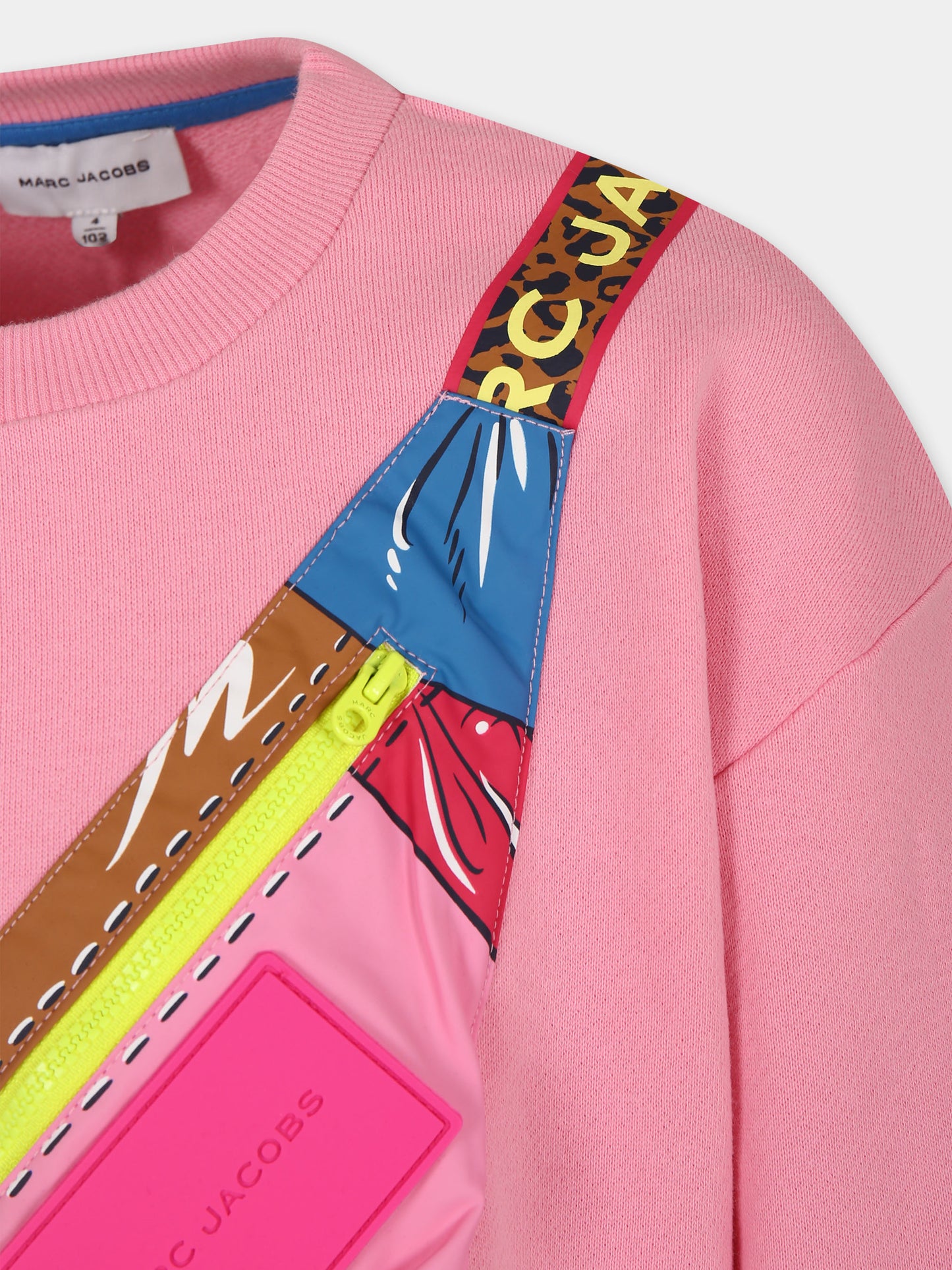 Pink sweatshirt for girl belt bag print