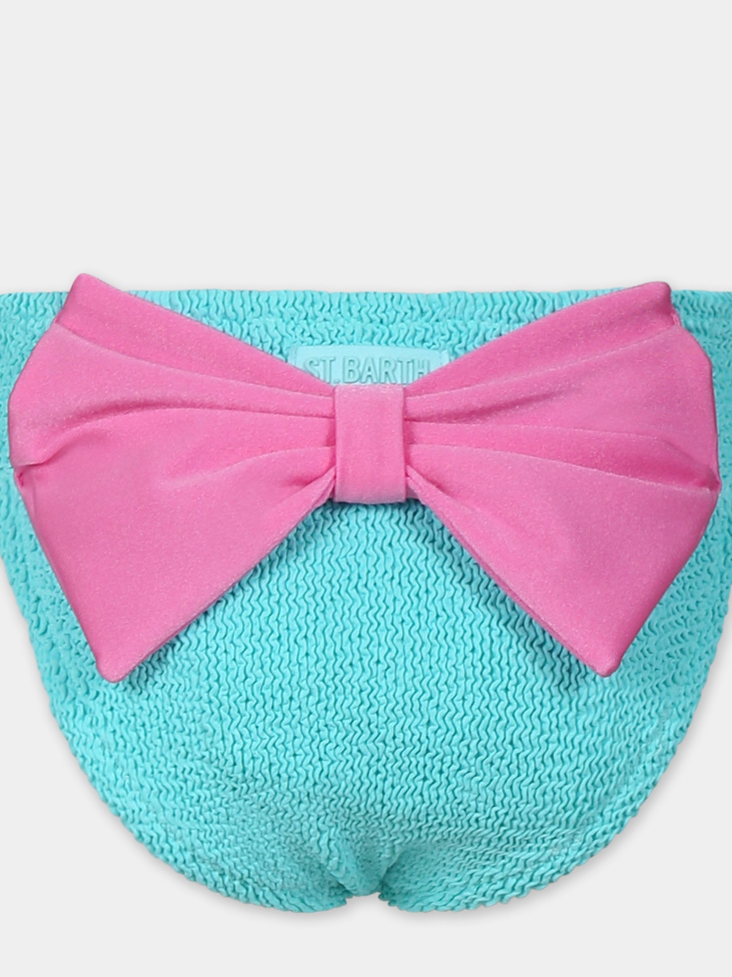 Green swim briefs for girl with bow