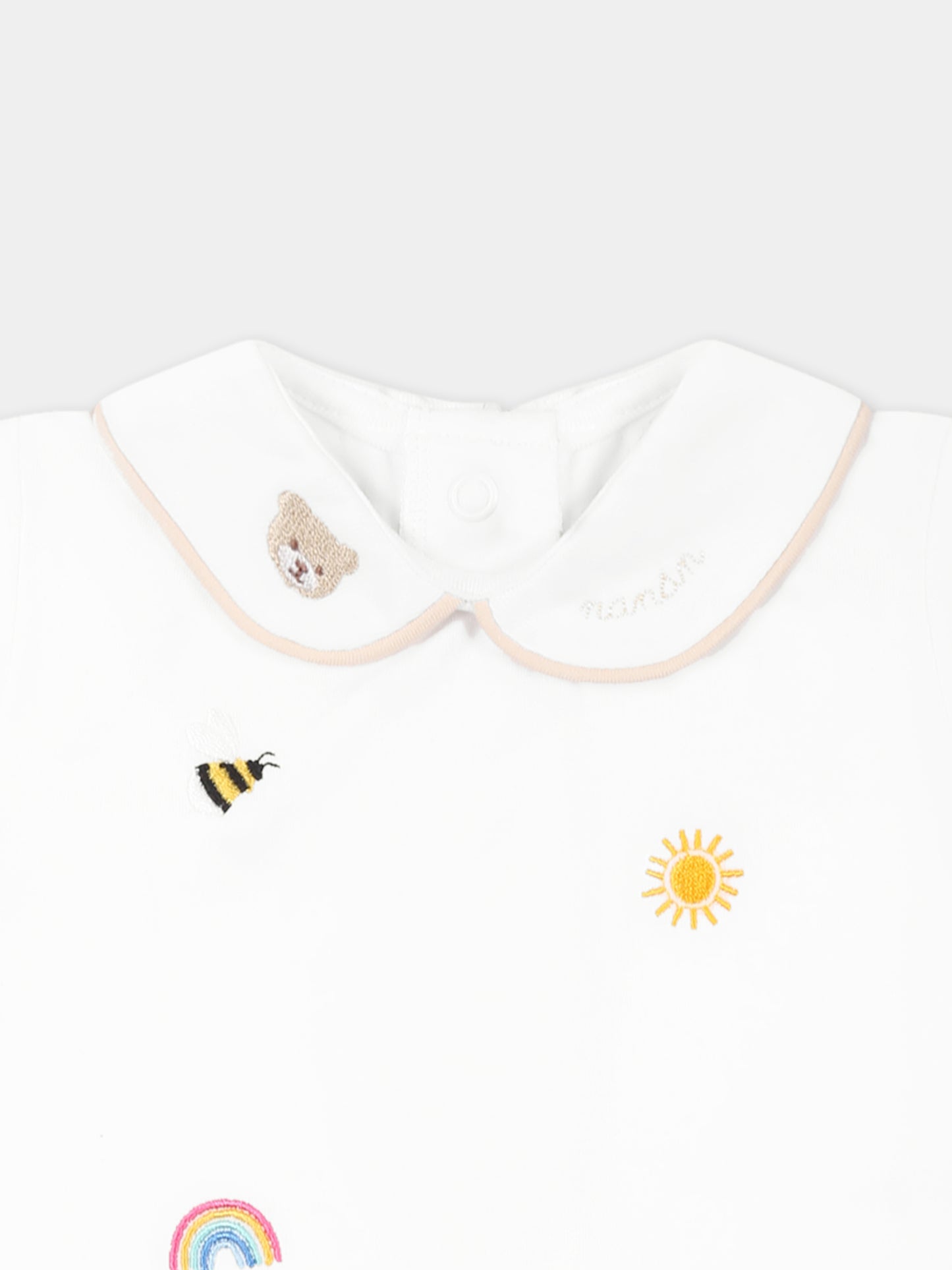 Pagliaccetto bianco per neonati con api e logo,Nanán,E25011B