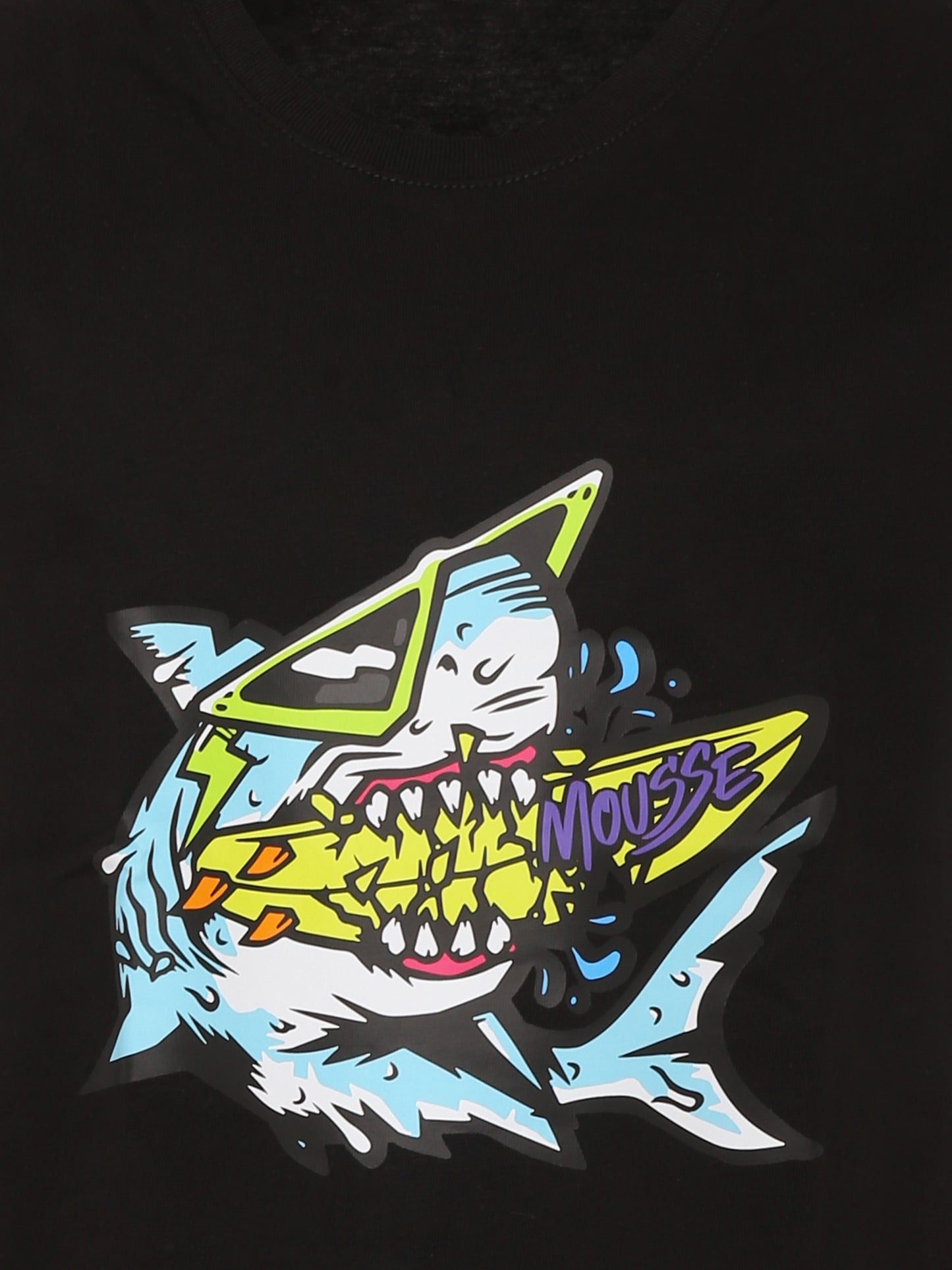 T-shirt nera per bambino con squalo,Mousse Kids,SKTS382B