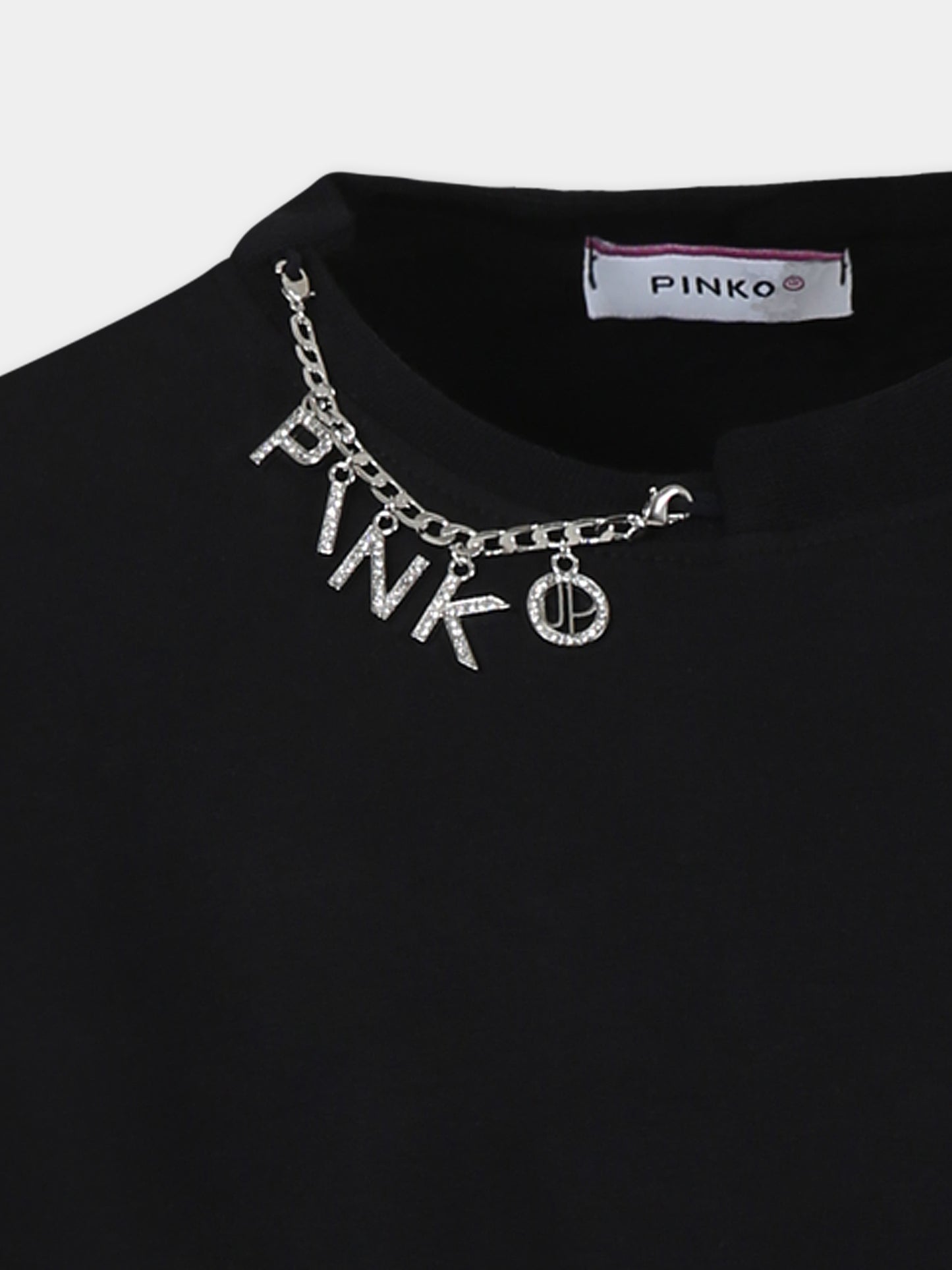 Felpa crop nera per bambina con logo,Pinko,F4PIJGSW035 110