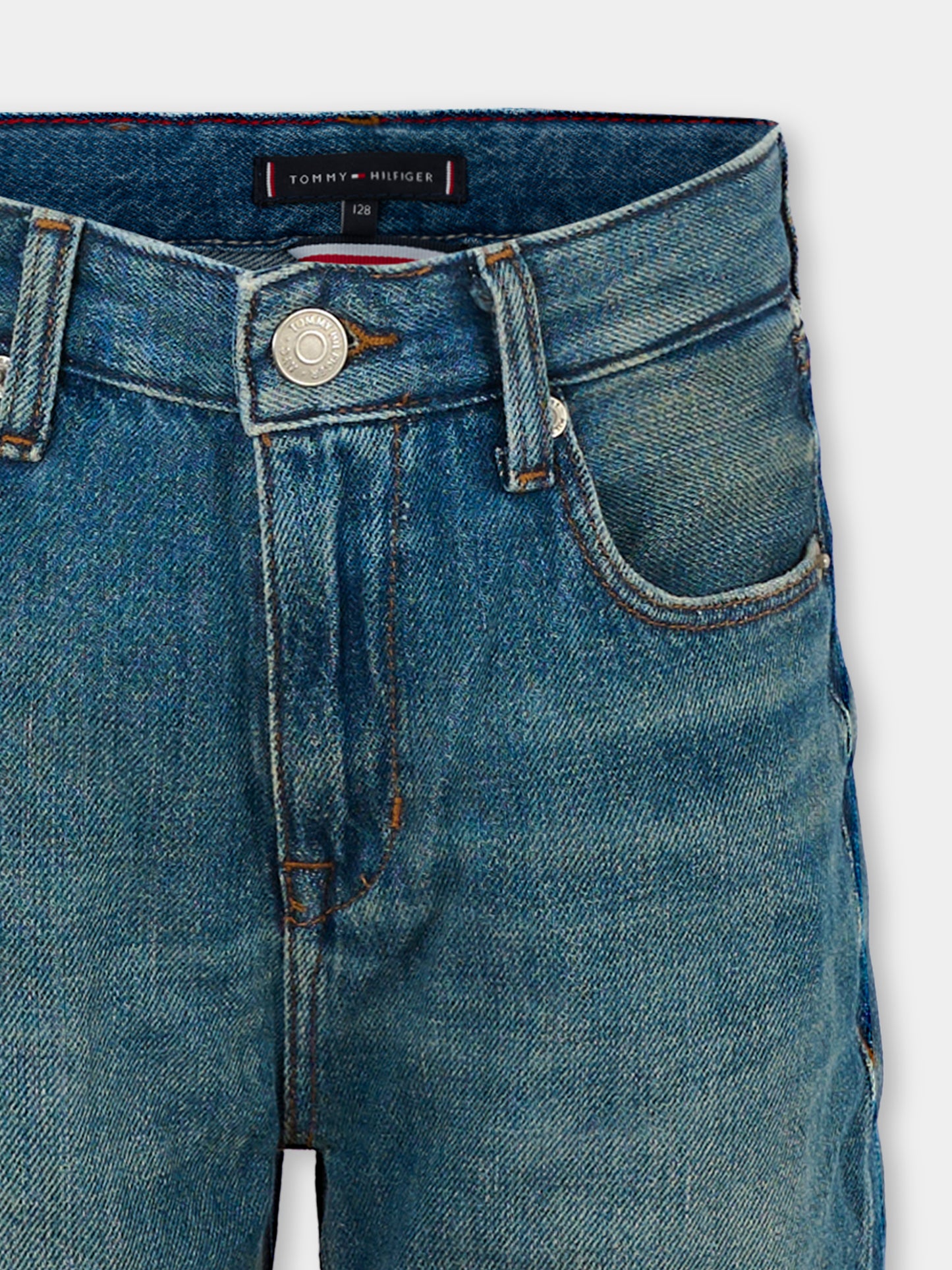 Jeans denim per bambino con logo ricamato,Tommy Hilfiger Junior,25CTHKB0KB09710 1BZ