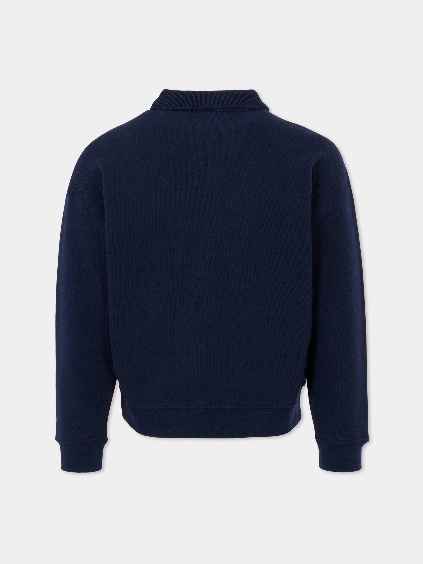 Felpa blu per bambino con logo avorio,Tommy Hilfiger Junior,25CTHKB0KB09805 C1G