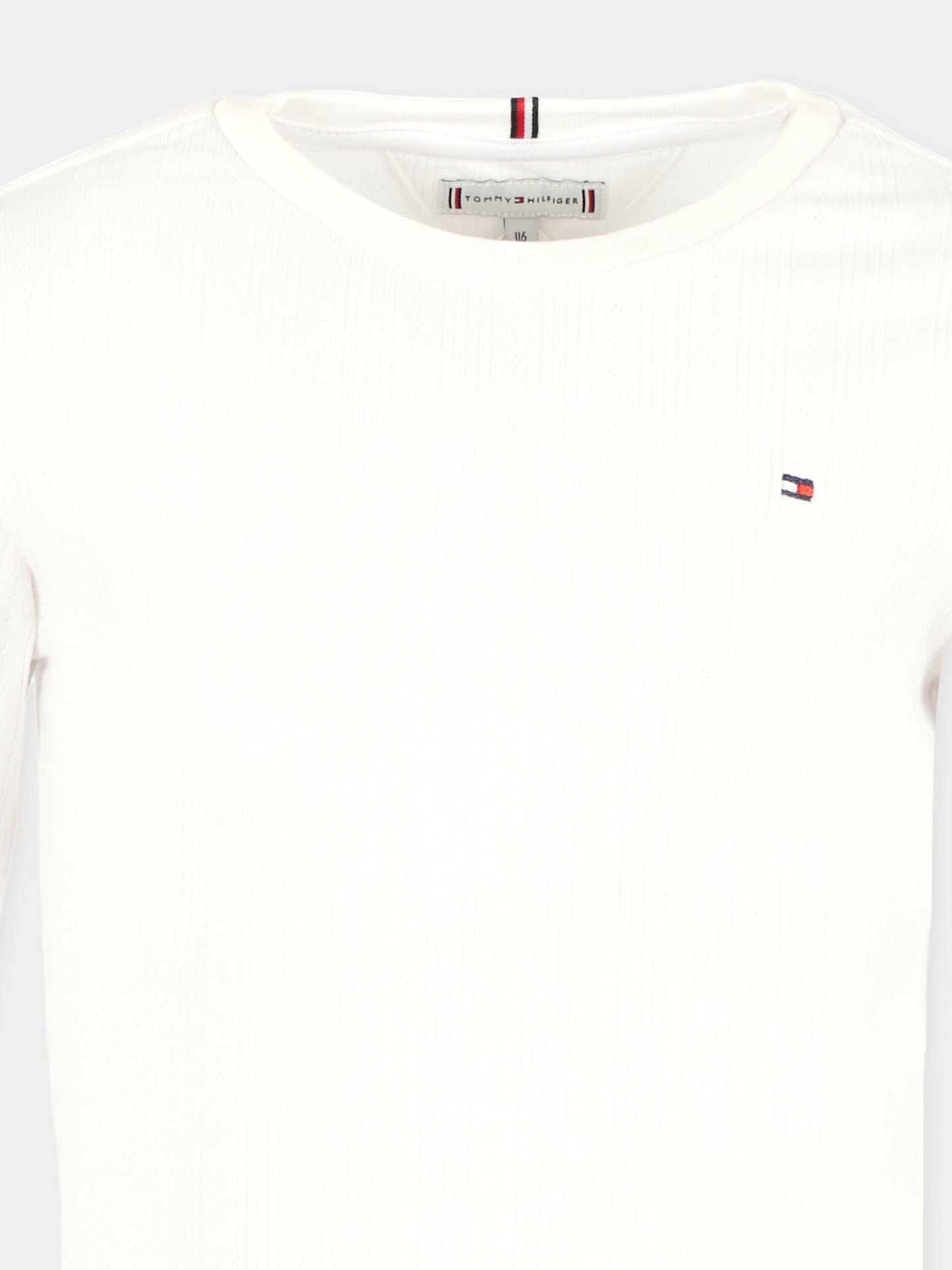 T-shirt bianca per bambina con bandierina,Tommy Hilfiger Junior,25CTHKG0KG08631 YBR