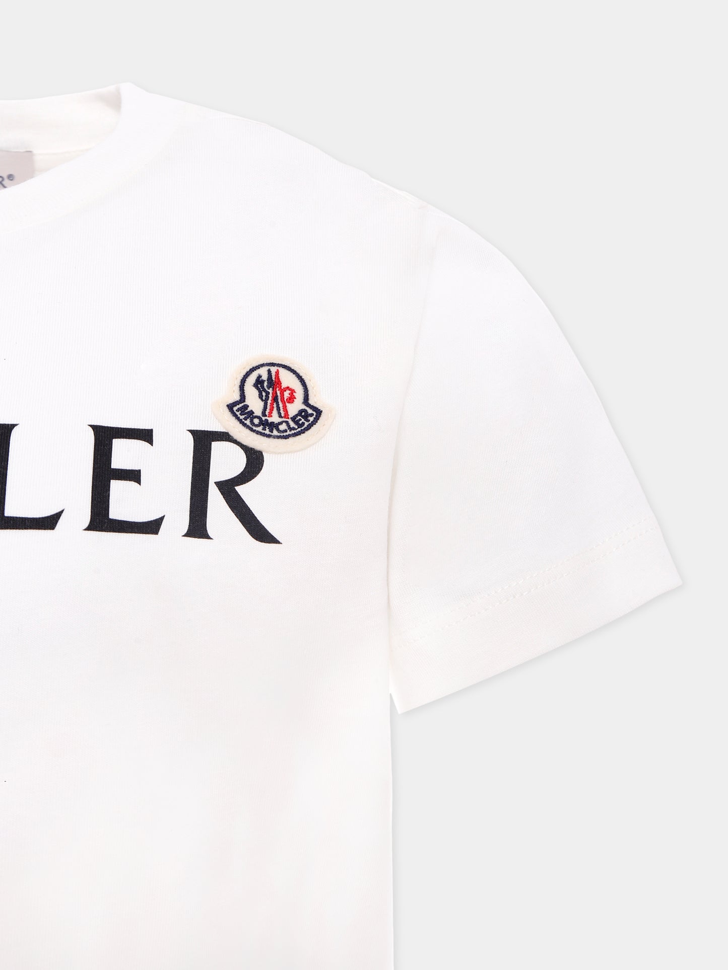 T-shirt bianca per bambini con logo,Moncler Kids,K2954 - 8C00018 - 89AFV 034