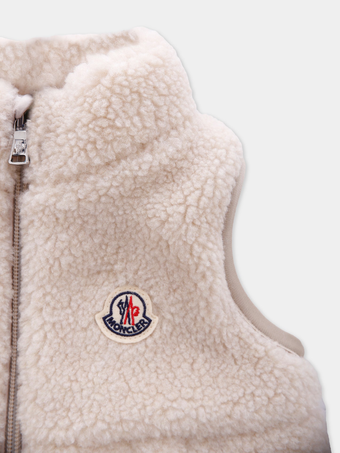 Gilet Ernest beige per neonati con logo,Moncler Kids,K2951 - 1A00009 - 809J0 23P