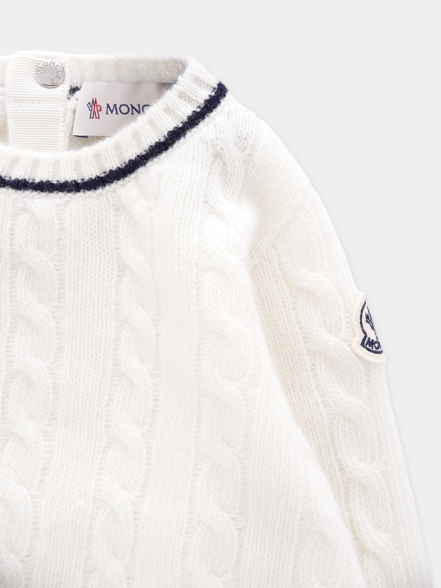 Maglione bianco per neonati con logo,Moncler Kids,K2951 - 9C00006 - M1241 035