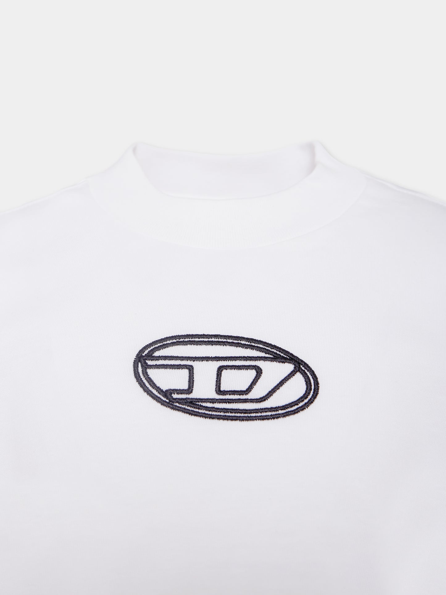 T-shirt crop bianca per bambina con logo ricamato,Diesel,J02428-00YI9-K100