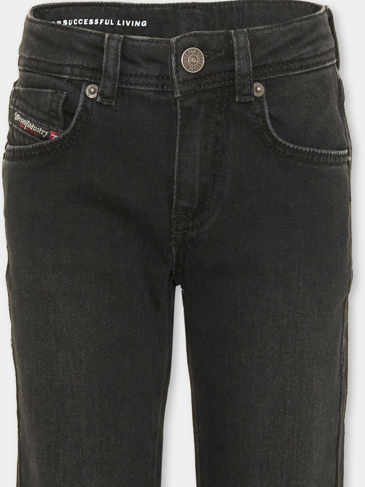 Jeans neri per bambina con patch logato,Diesel,J02508-KXBMV-K02