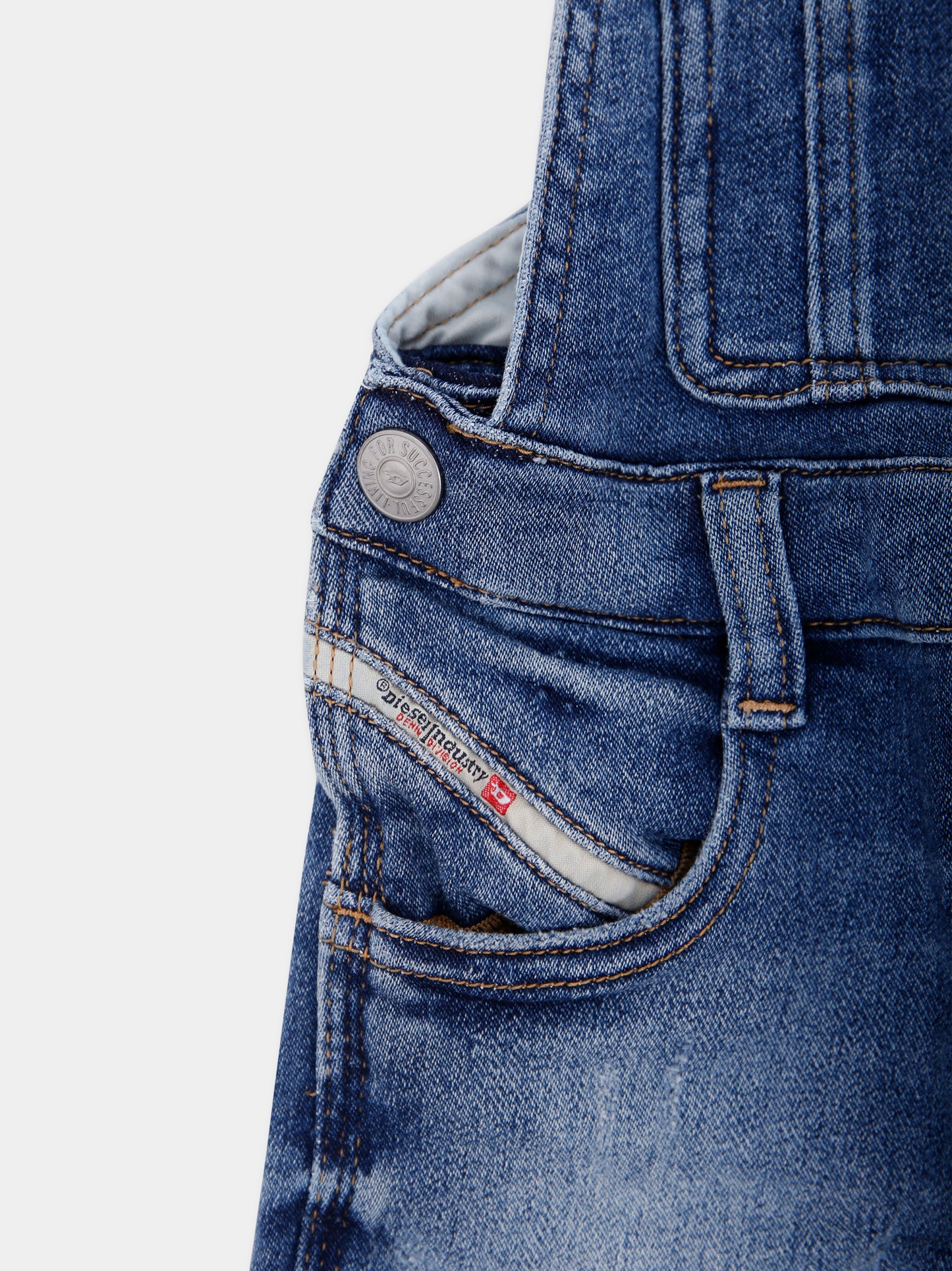 Salopette denim per neonati con logo,Diesel,K00661-KXBQF-K01