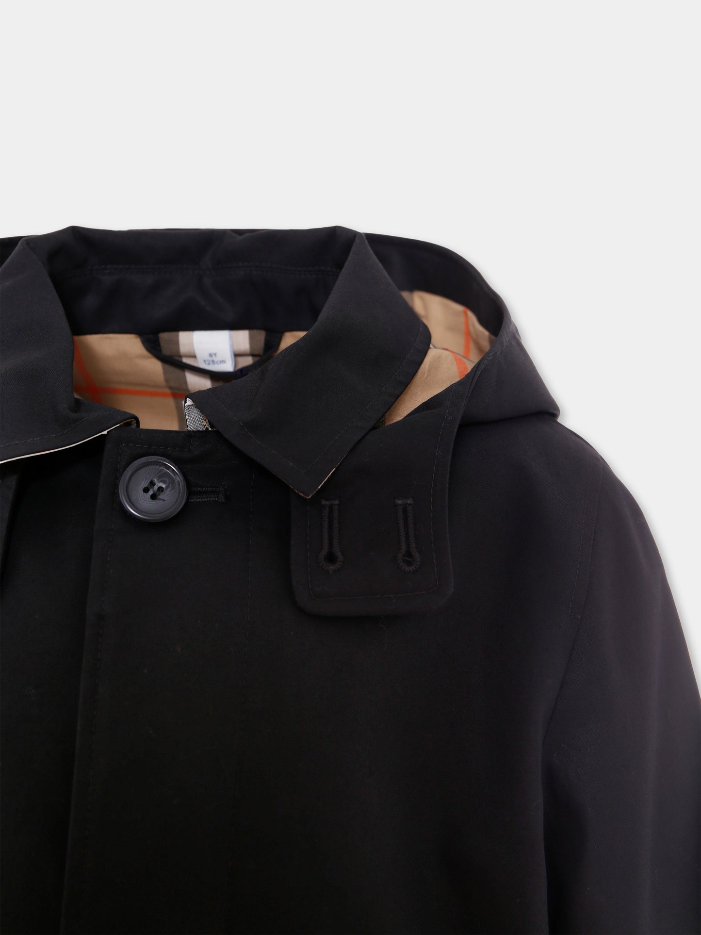 Impermeabile nero per bambini con check vintage,Burberry Kids,8109261 A1189
