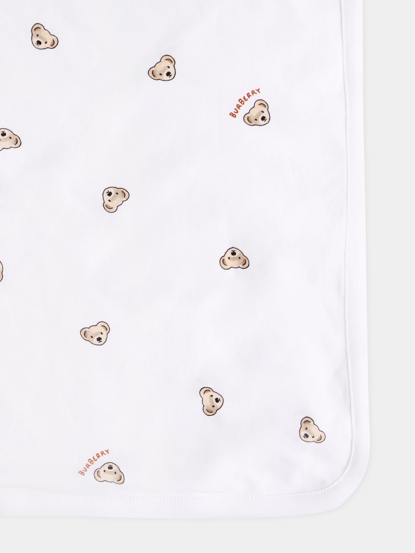 Coperta bianca per neonati con orsetto,Burberry Kids,8109288 A1464