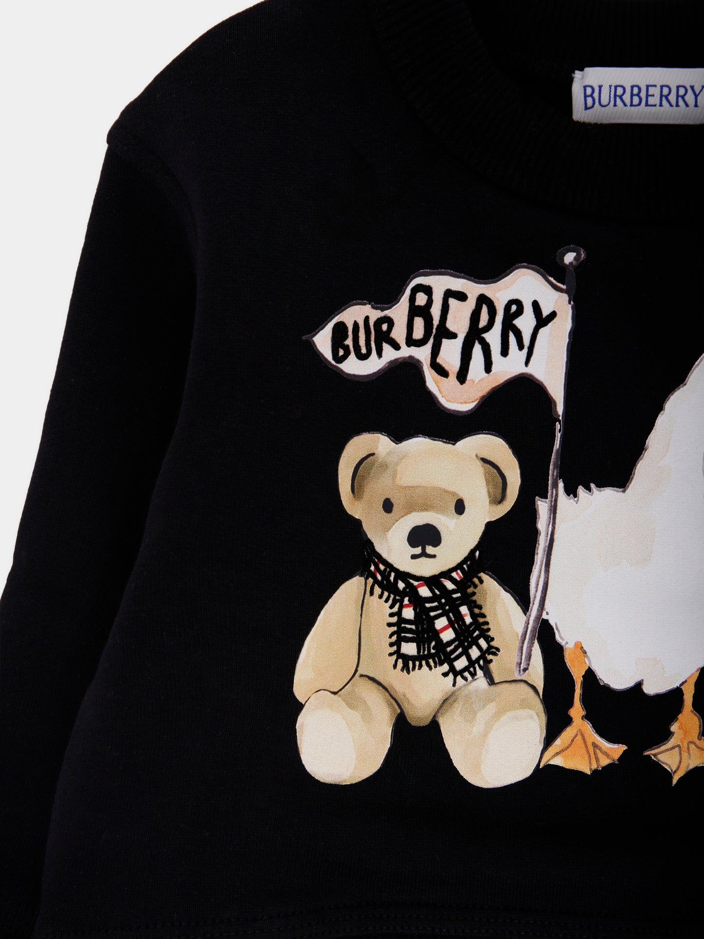 Felpa nera per neonata con orsetto e amici animali,Burberry Kids,8112508 A1189