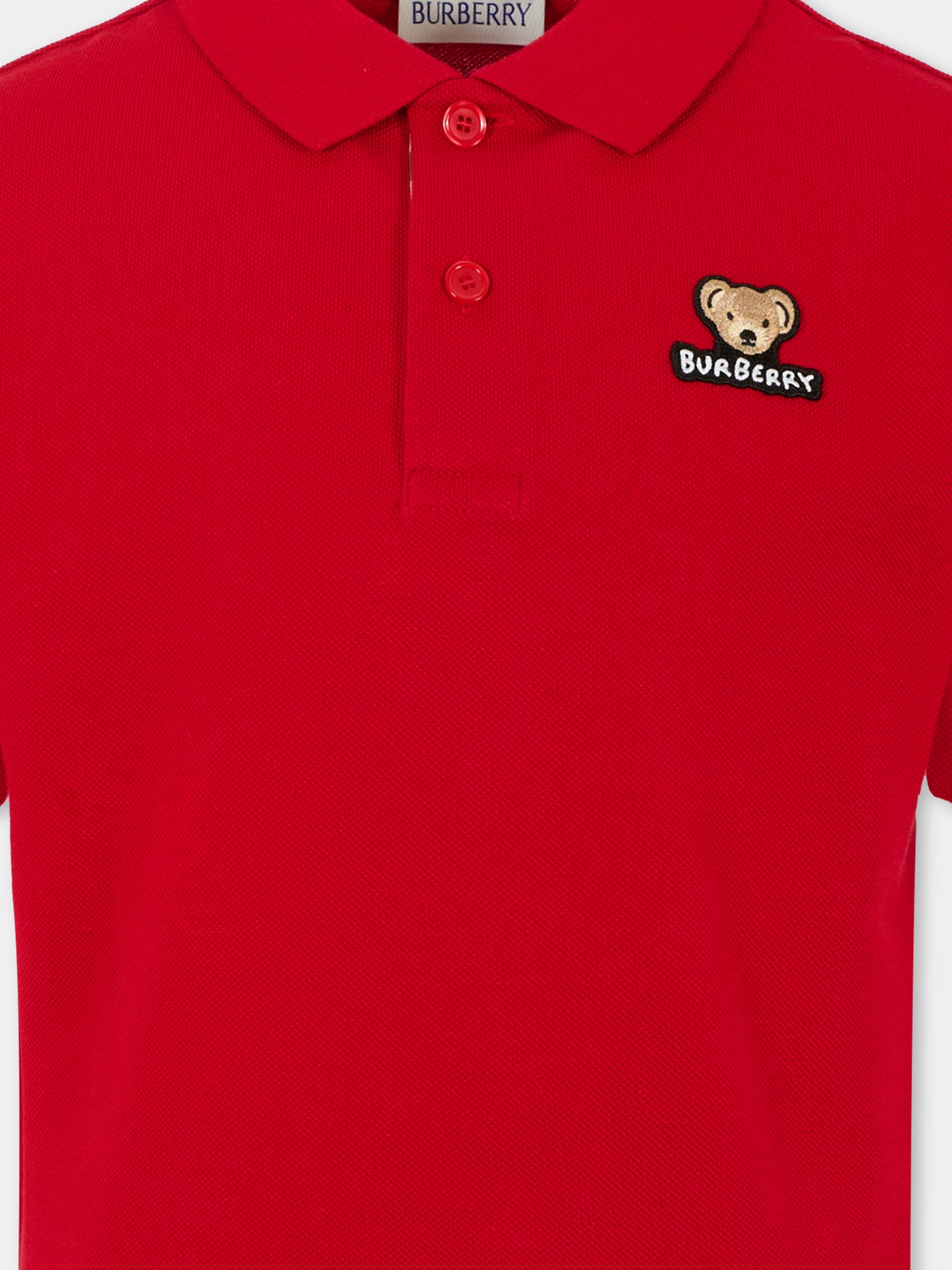 Polo rossa per bambino con Thomas Bear,Burberry Kids,8111911 A4535
