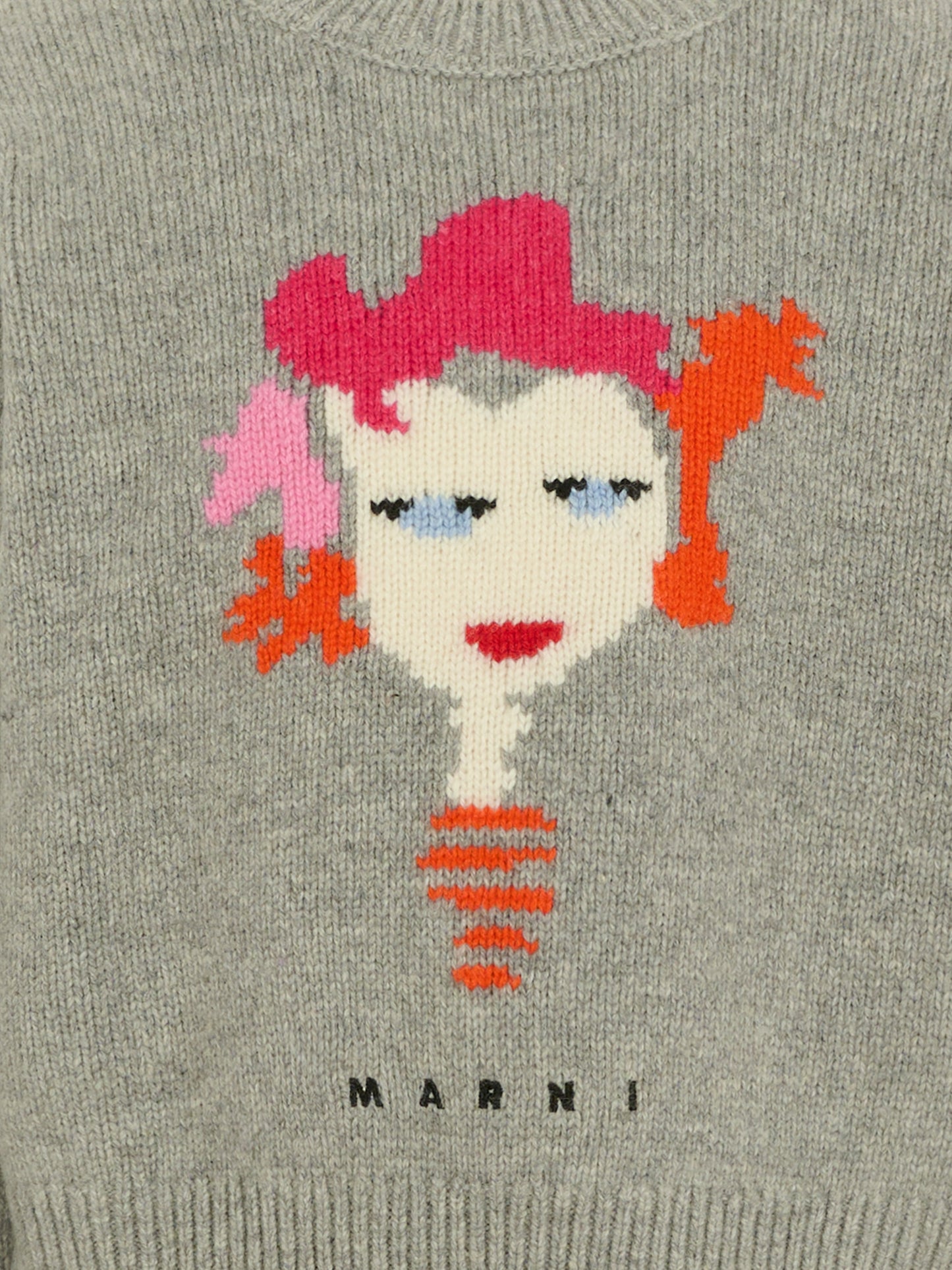 Maglione grigio per bambina con viso,Marni Kids,M01499 M00VT 0M923