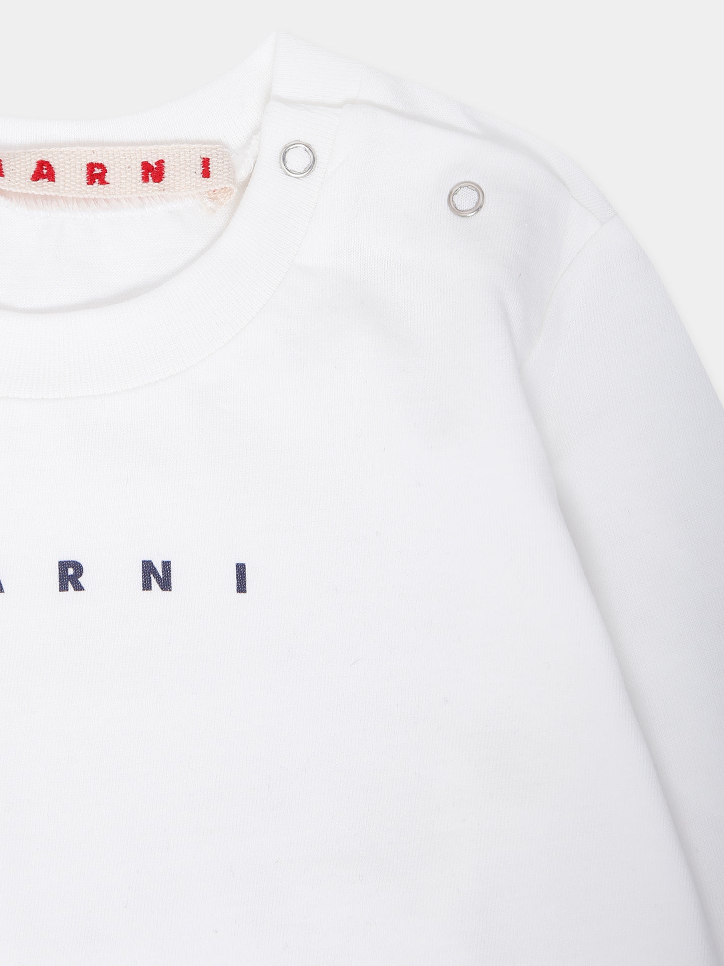 T-shirt bianca per neonati con logo,Marni Kids,M01529 M00RF 0M114