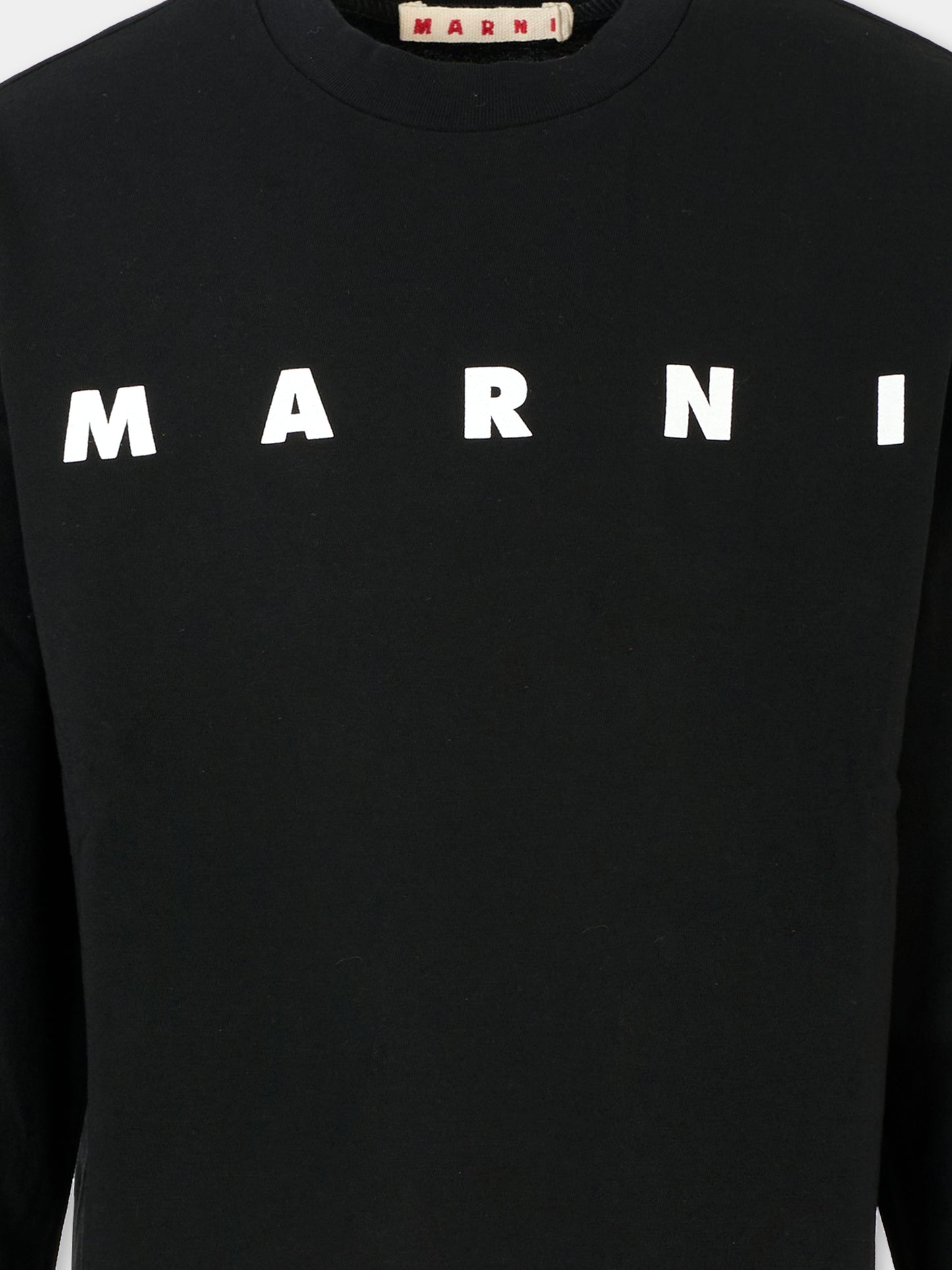 T-shirt nera per bambini con logo bianco,Marni Kids,M01603 M00RF 0M900