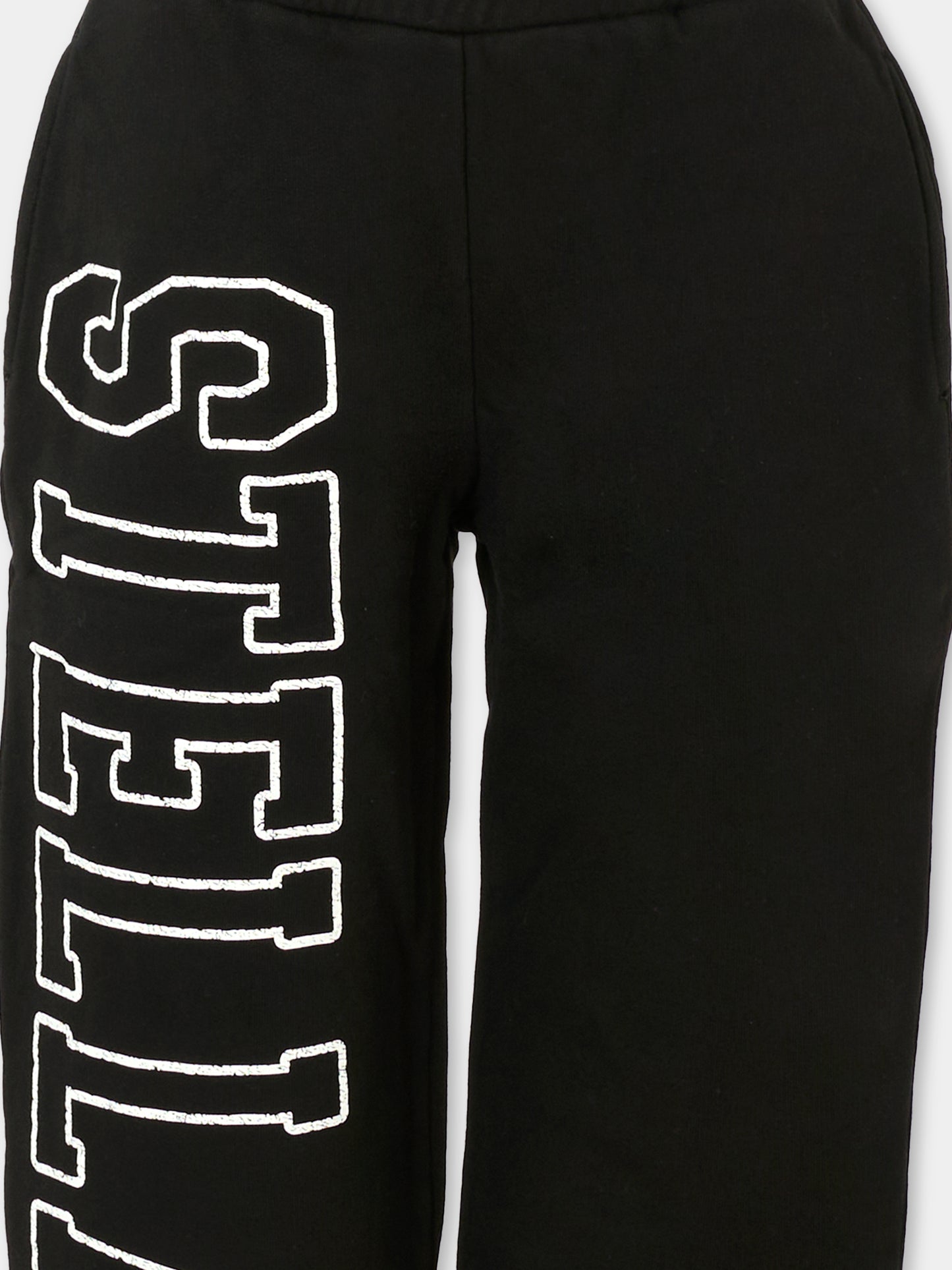 Pantaloni neri per bambini con logo bianco,Stella Mccartney Kids,TX6C50 Z0453 961