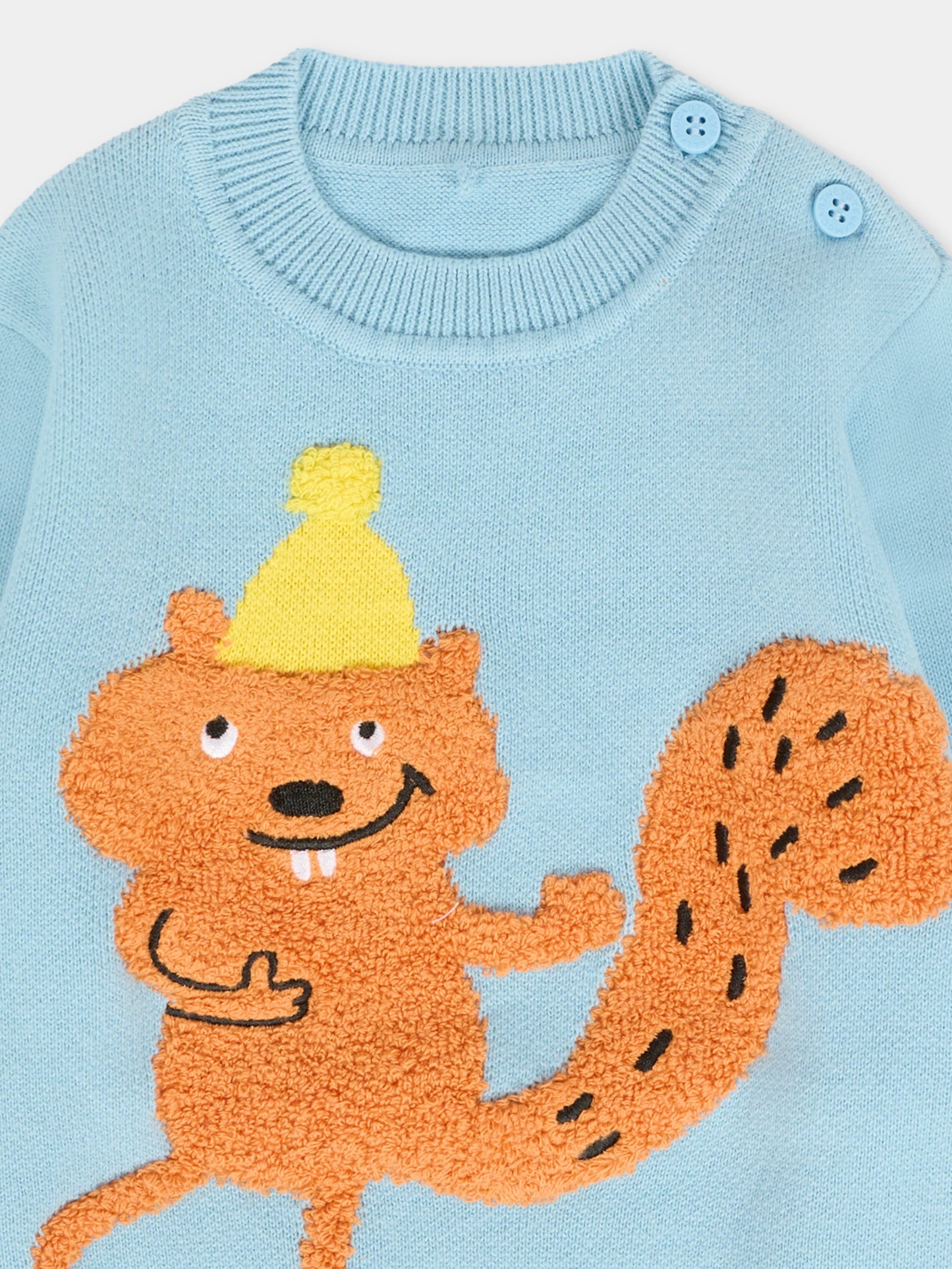 Maglione azzuro per neonato con scoiattolo,Stella Mccartney Kids,TX9550 Z1876 670