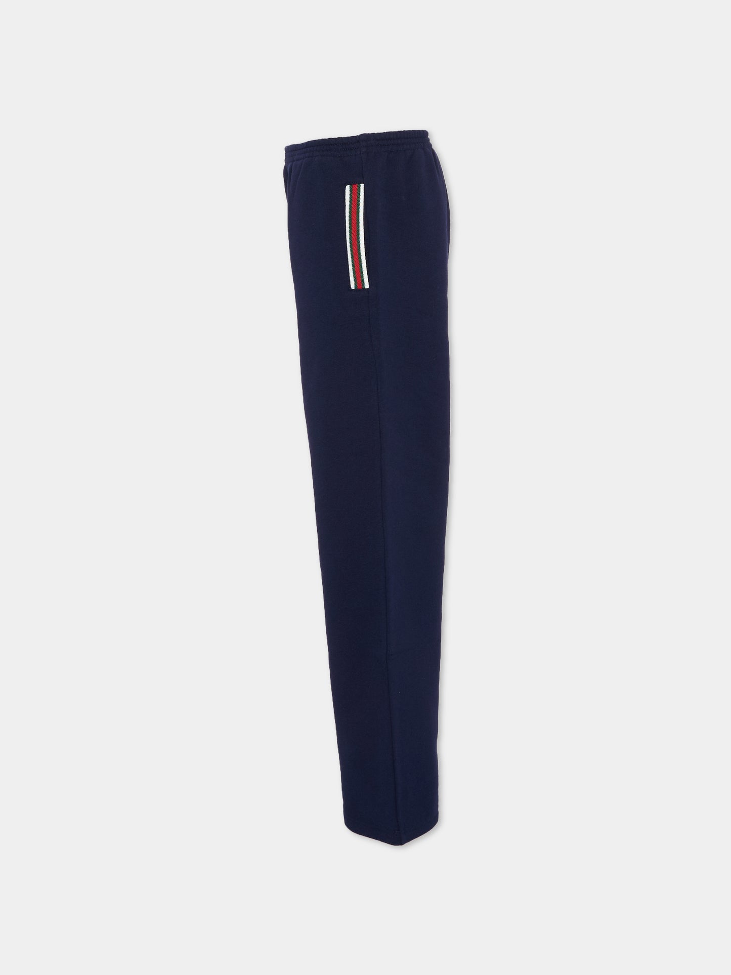 Pantaloni blu per bambini con dettaglio Web,Gucci Kids,825179 XJHAQ 4780