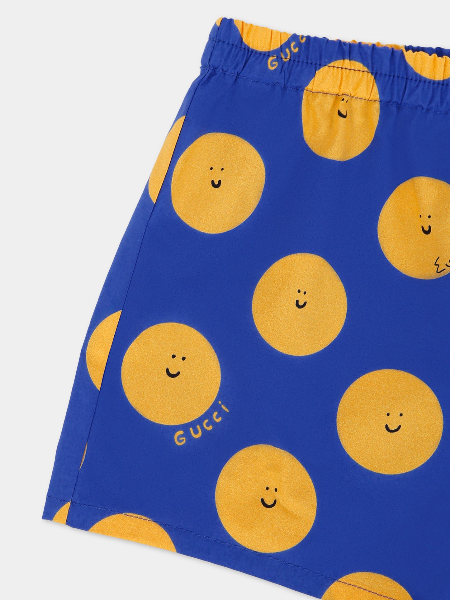 Shorts blu per neonato con sole sorridente,Gucci Kids,831750 XWA5L 4875