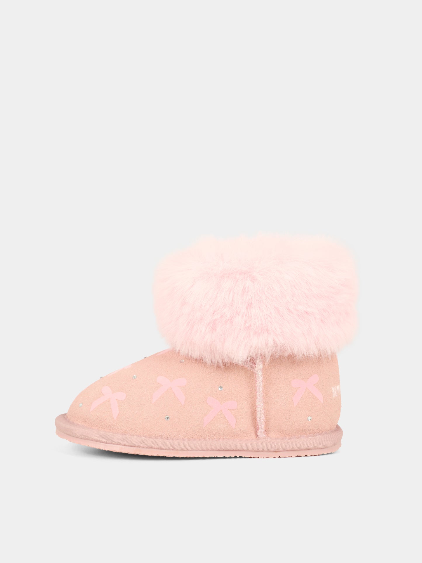 Stivaletti rosa per bambina con fiocchi e strass,Monnalisa,83F000 6702 091C