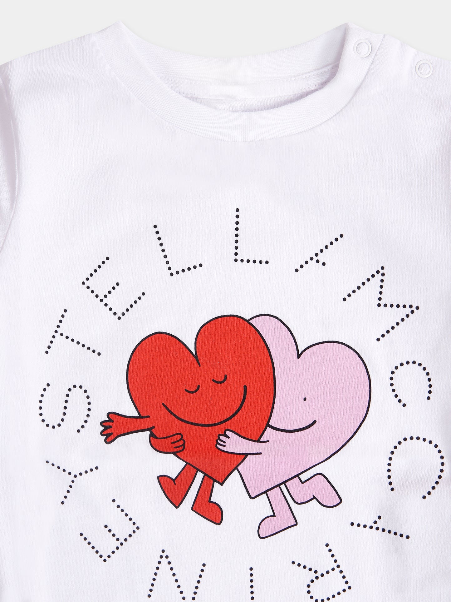 T-shirt bianca per neonata con cuori,Stella Mccartney Kids,TX8001 Z0434 100