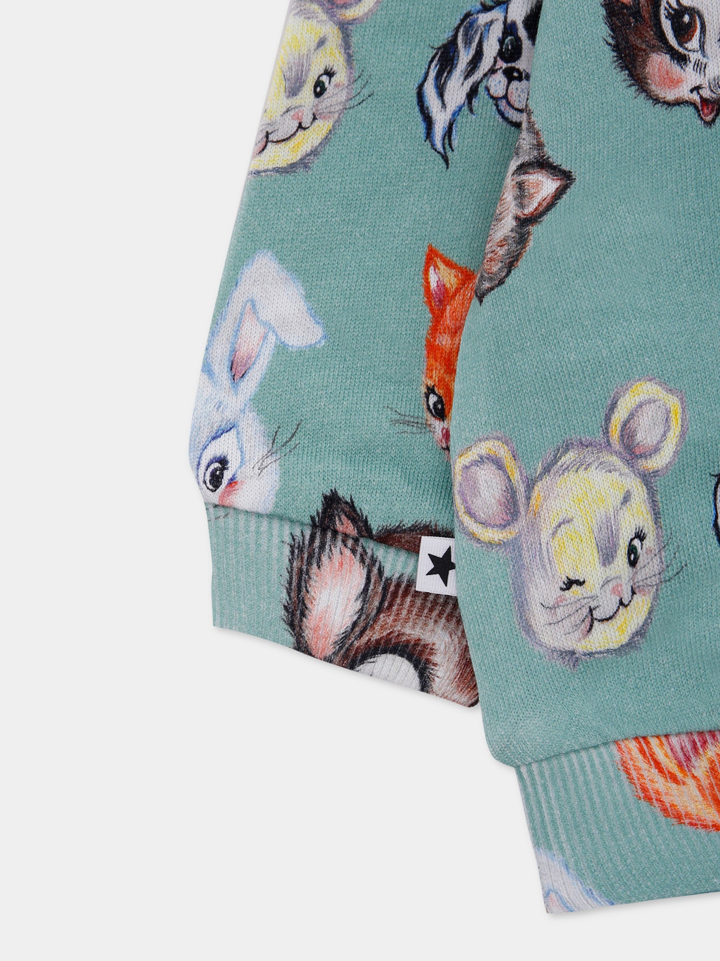 Felpa Disc verde per neonati con animali all over,Molo,6W25J205 9399