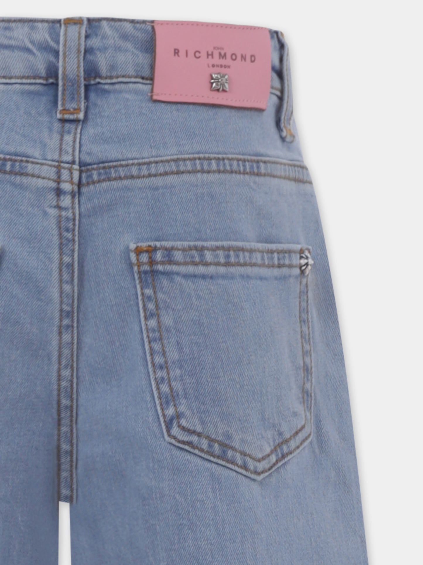 Jeans azzurri per bambina con logo,Richmond,RGP25015JE DENIM BLUE LIGHT