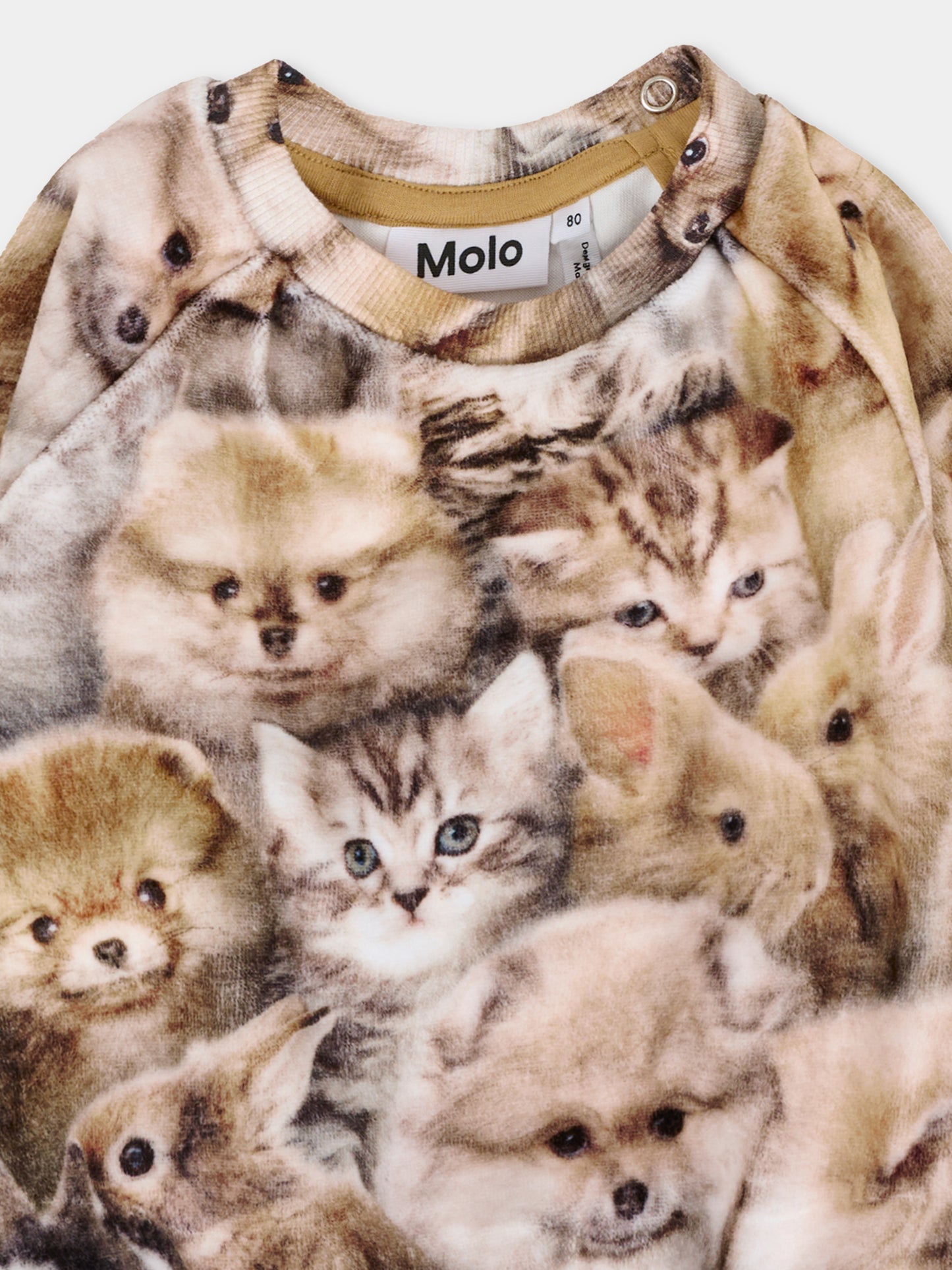 Felpa Disc marrone per neonati con animali all over,Molo,4W25J203 9377