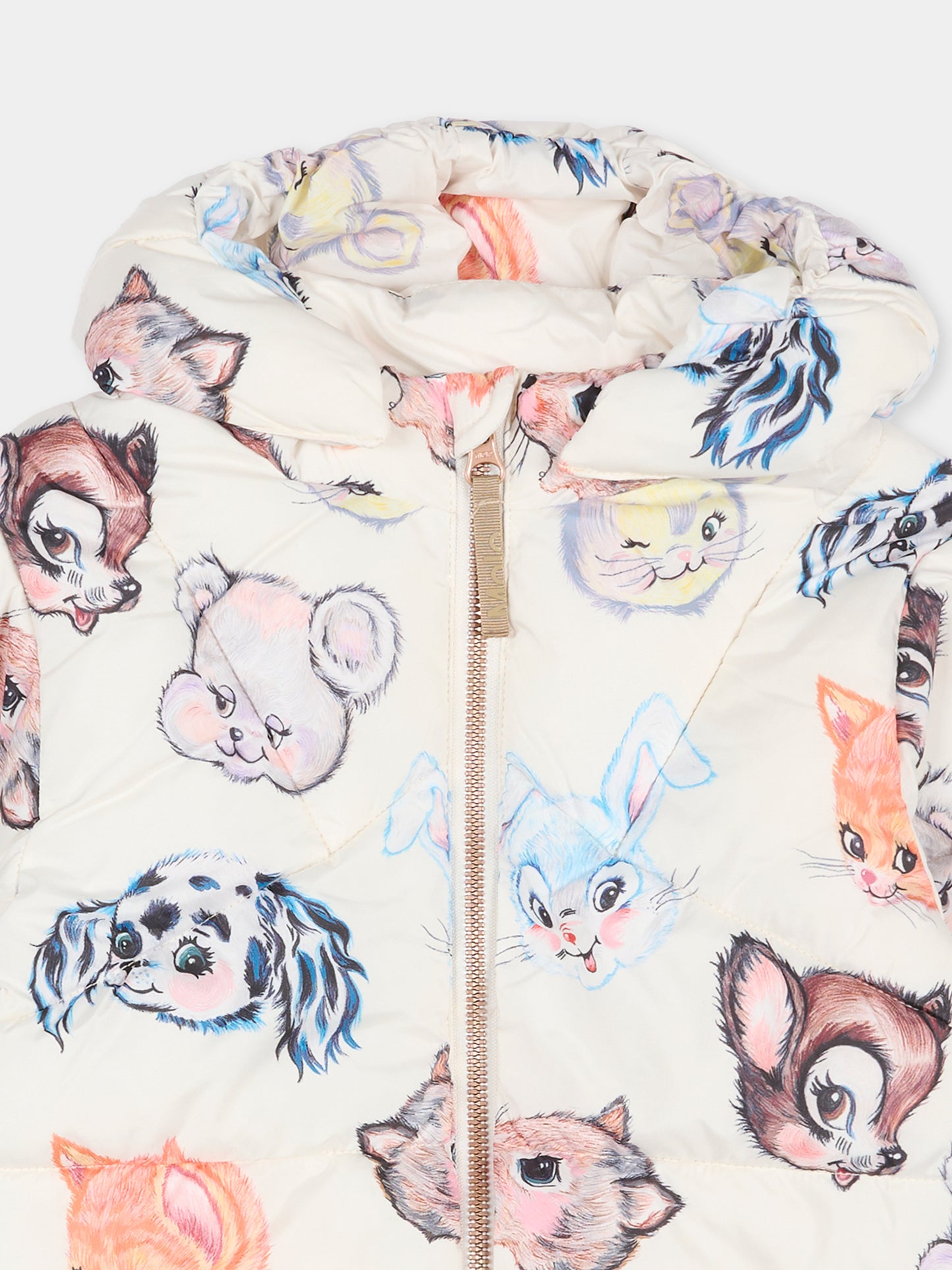 Piumino Harpo beige per neonata con stampa animali,Molo,5W25M318 9437