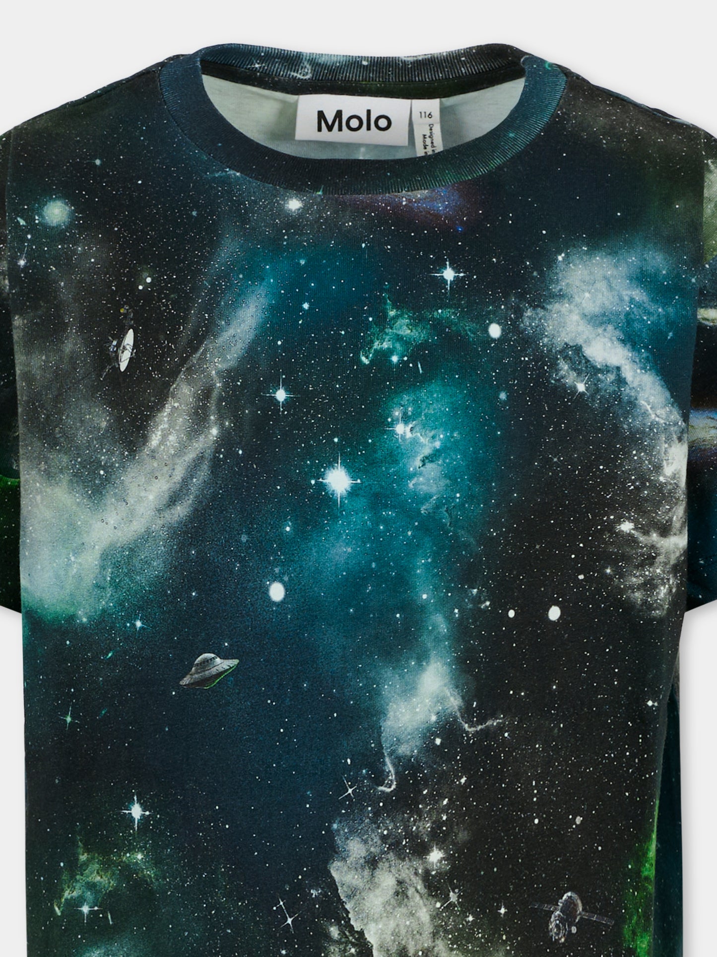 T-shirt Riley nera per bambino con stampa spazio all over,Molo,6W25A202 9416