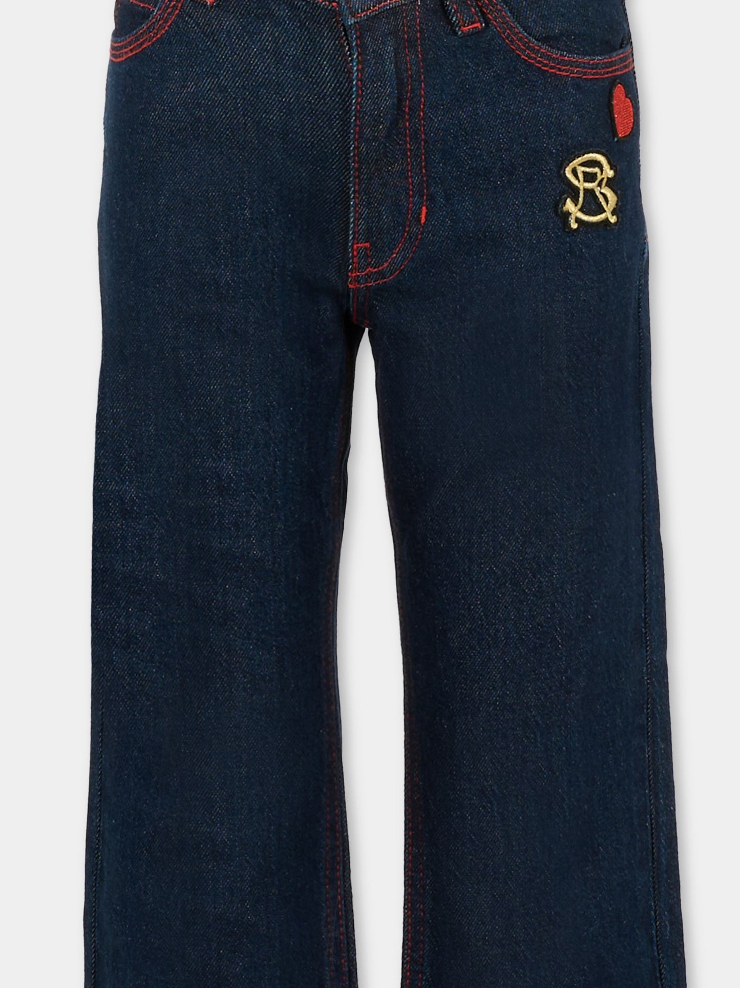 Jeans denim per bambina con logo e cuore,Sonia Rykiel Paris,A00336 Z10