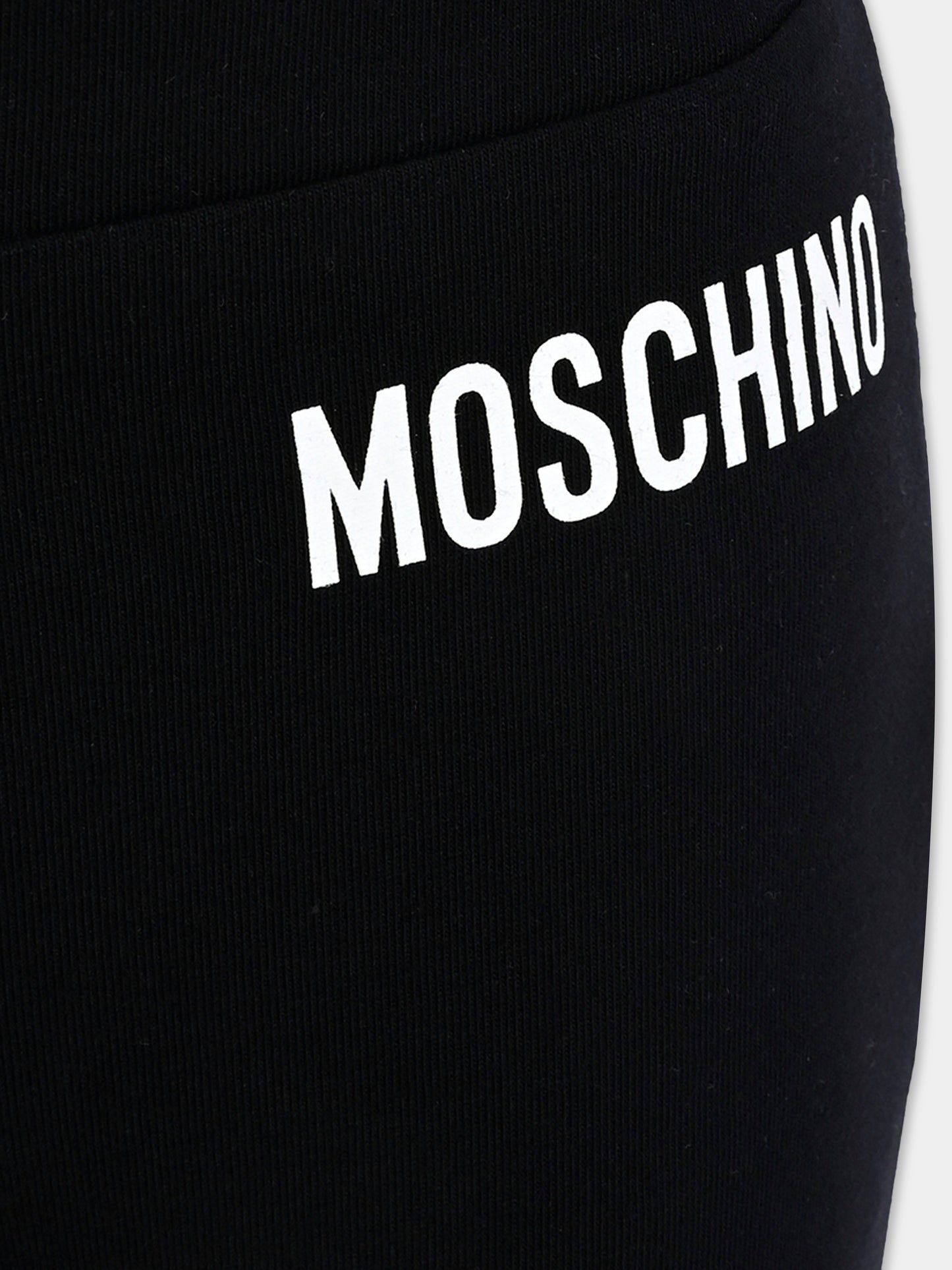 Leggings neri per bambina con logo,Moschino Kids,HDP06S LBA11 60100