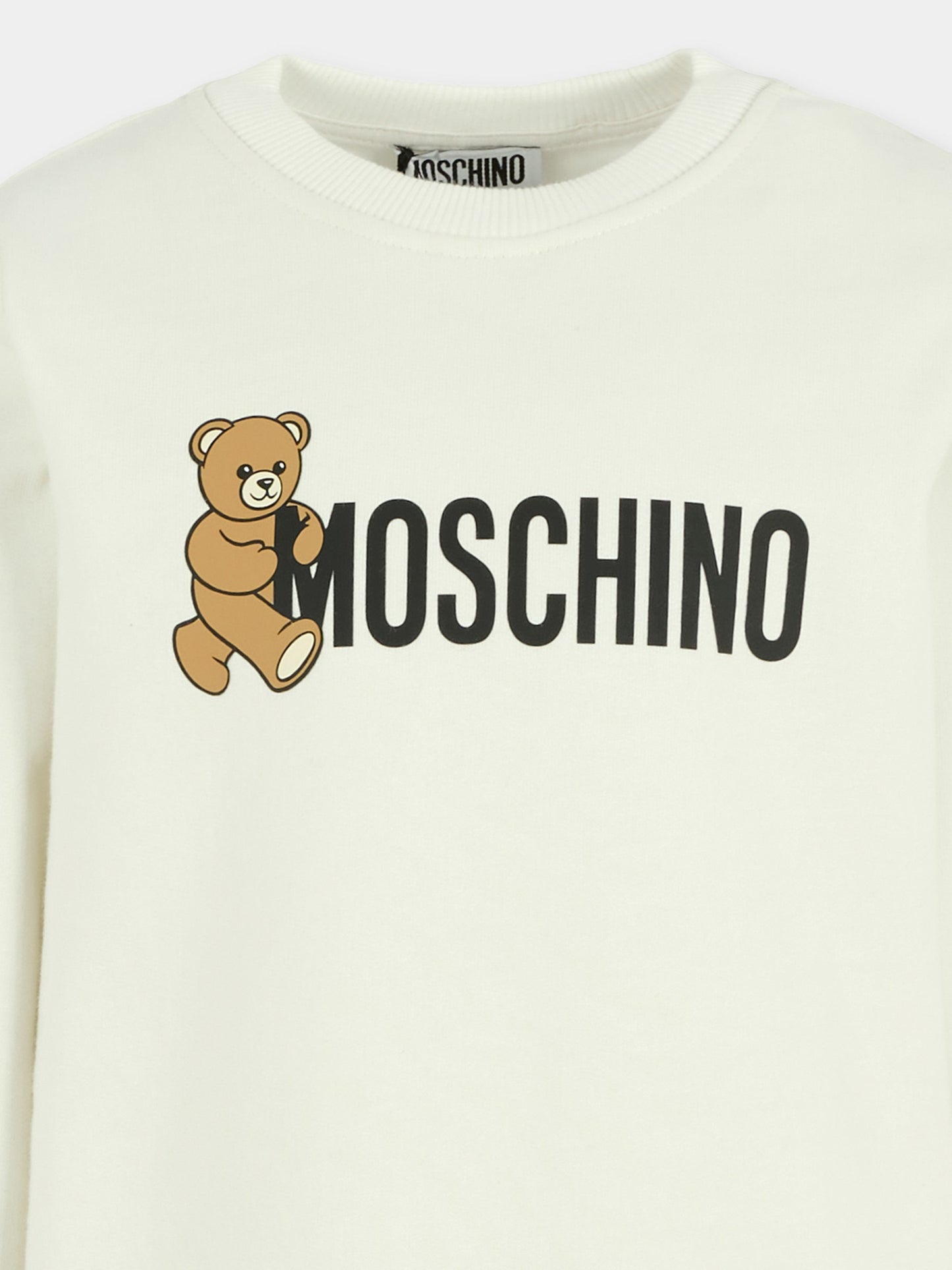 Felpa avorio per bambini con Teddy Bear,Moschino Kids,HPF08V LCA83 10063