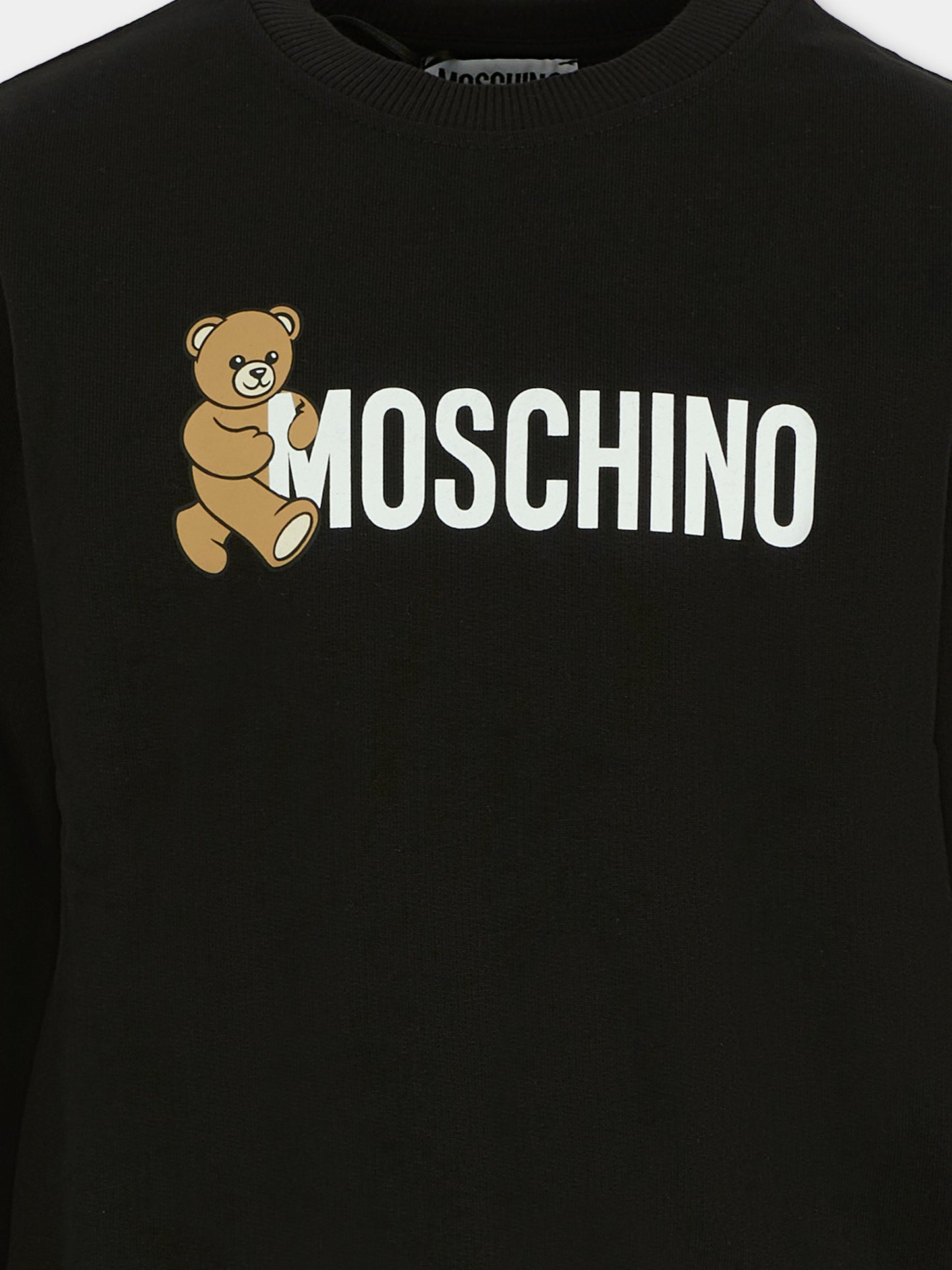 Felpa nera per bambini con Teddy Bear,Moschino Kids,HPF08V LCA83 60100