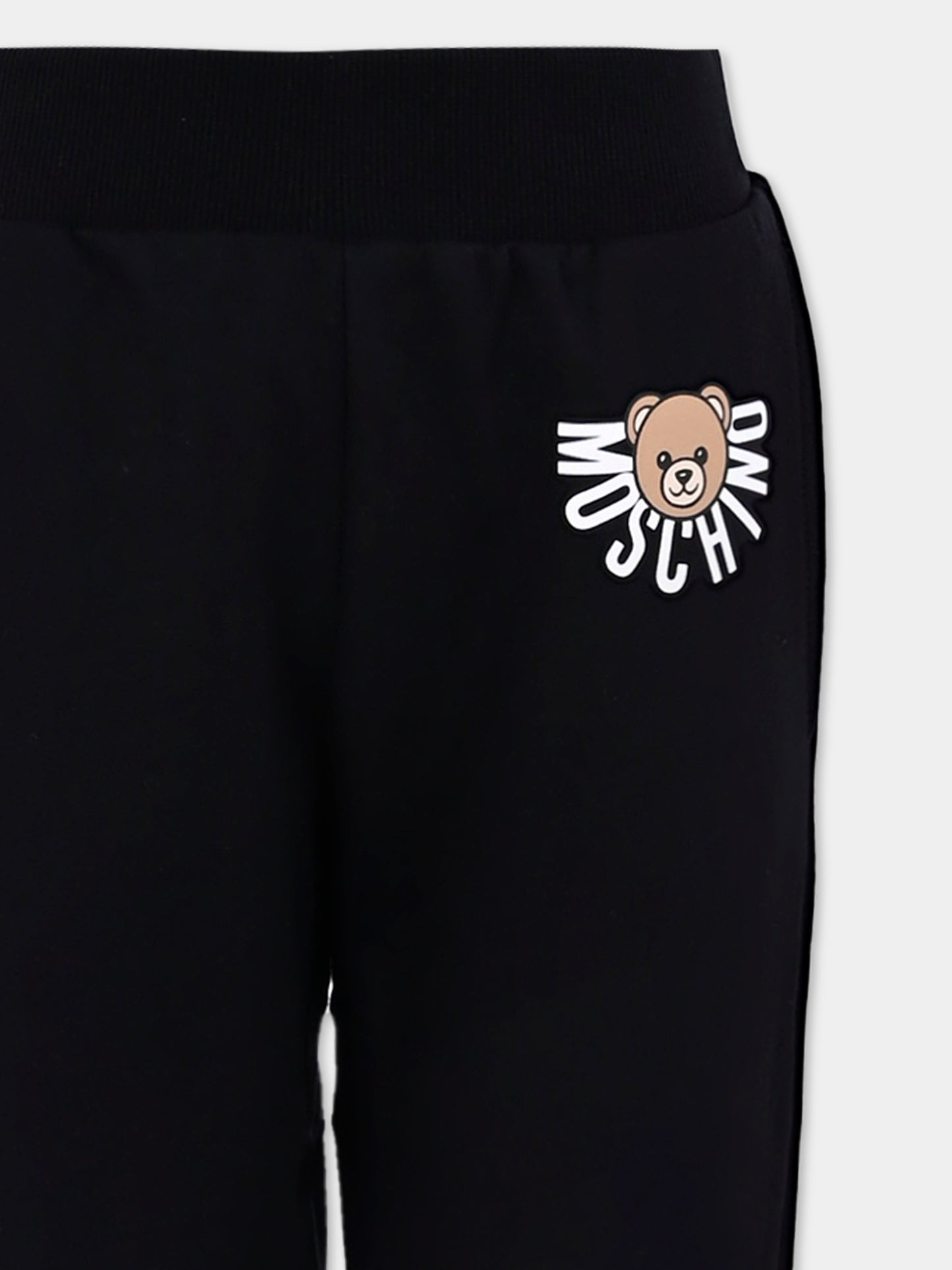 Pantaloni neri per bambini con Teddy Bear,Moschino Kids,HUP08R LCA40 60100