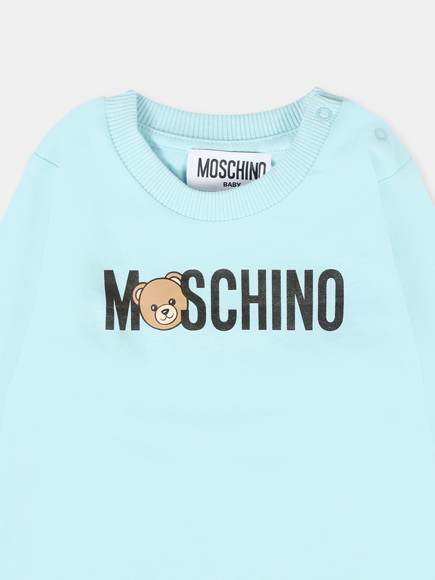 T-shirt celeste per neonato con Teddy Bear,Moschino Kids,M8O00R LAA36 40304
