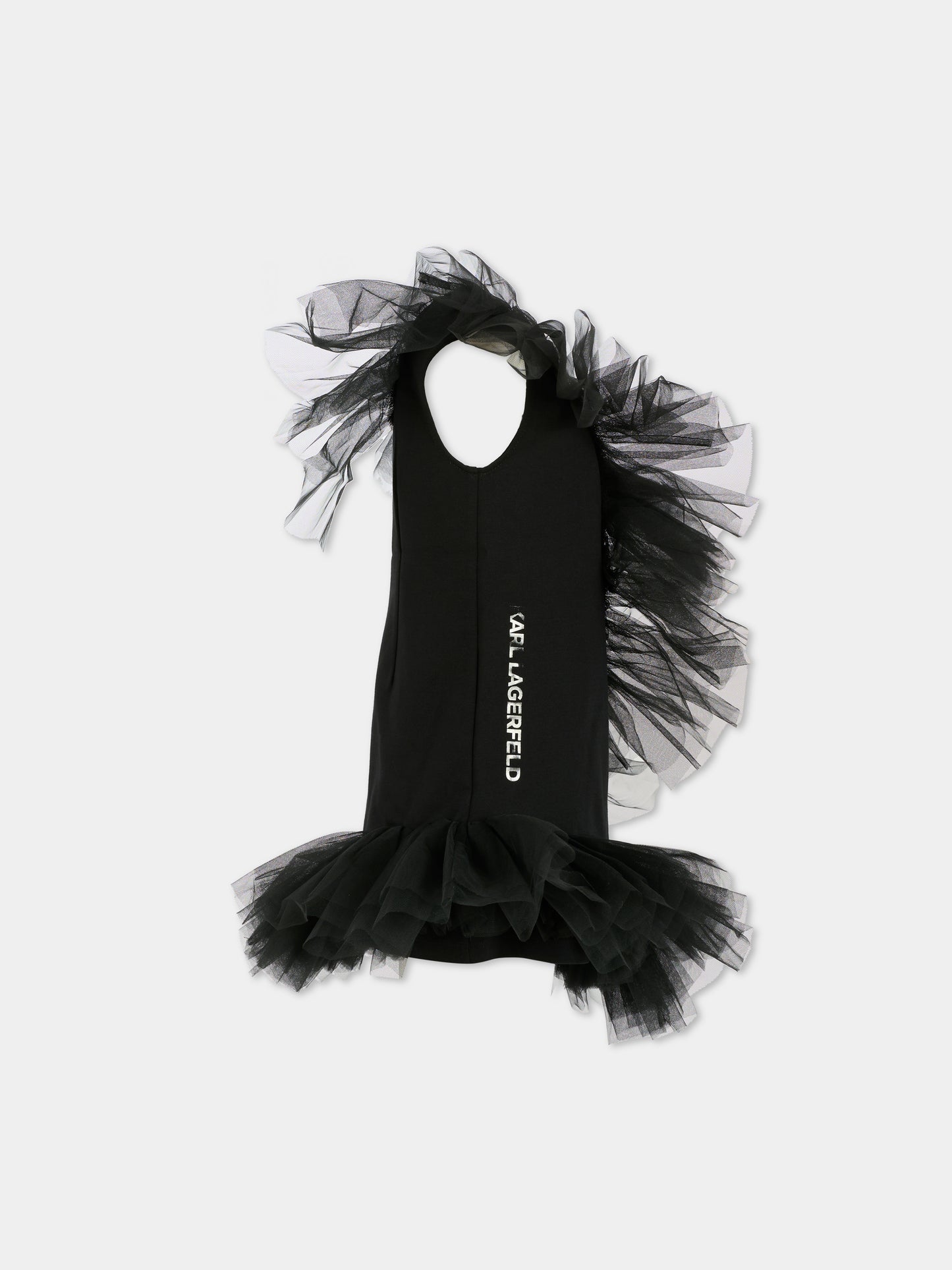 Vestito nero per bambina con logo,Karl Lagerfeld Kids,Z30623 09B