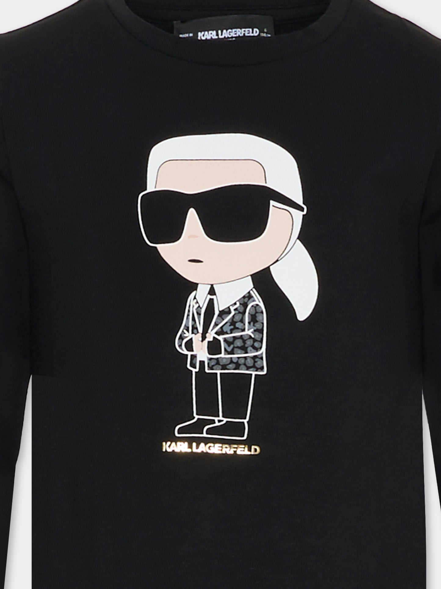 T-shirt nera per bambini con Karl Lagerfeld,Karl Lagerfeld Kids,Z30938 09B