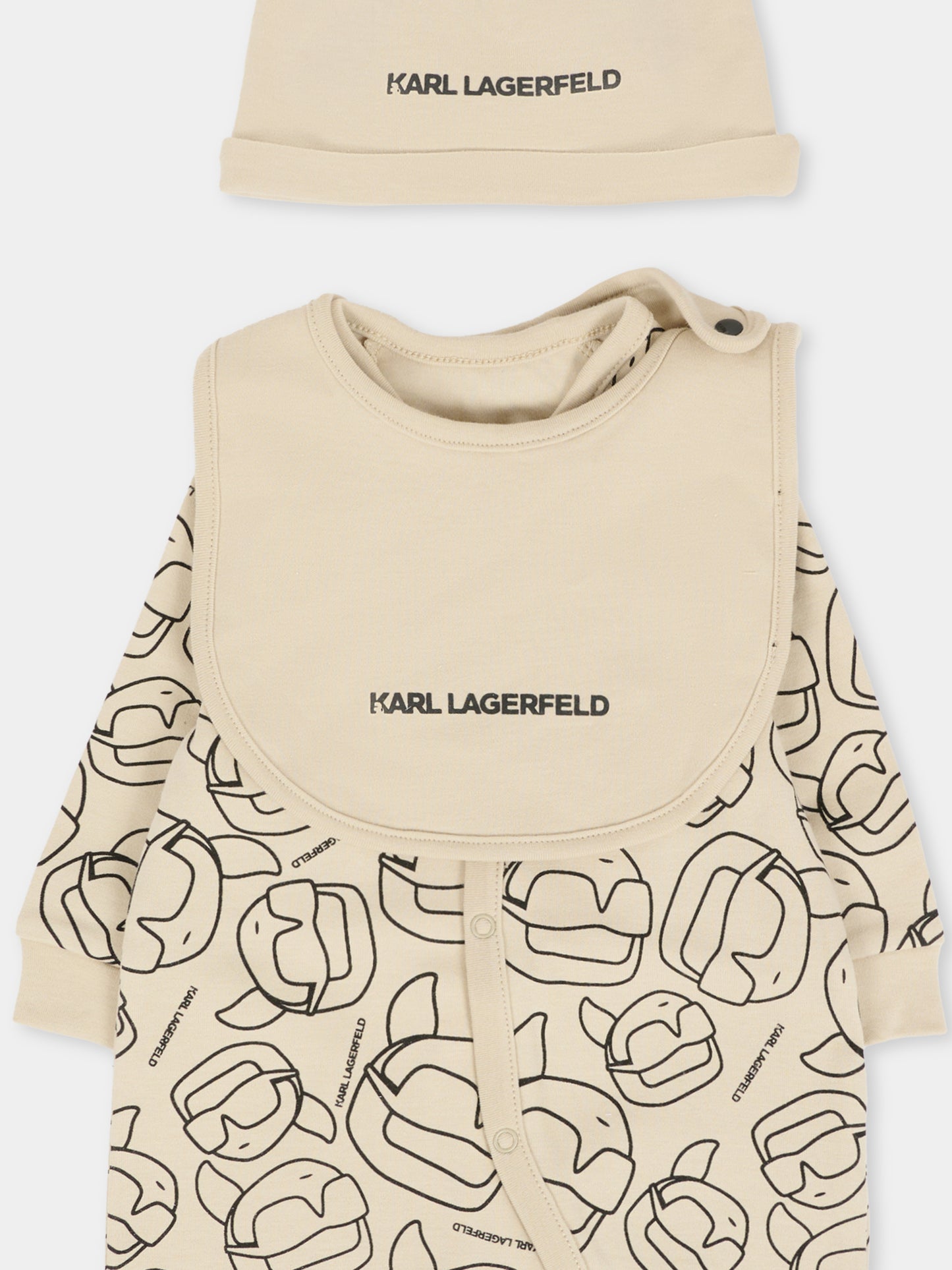 Set tutina beige per neonato con Karl Lagerfeld e logo,Karl Lagerfeld Kids,Z30974 211