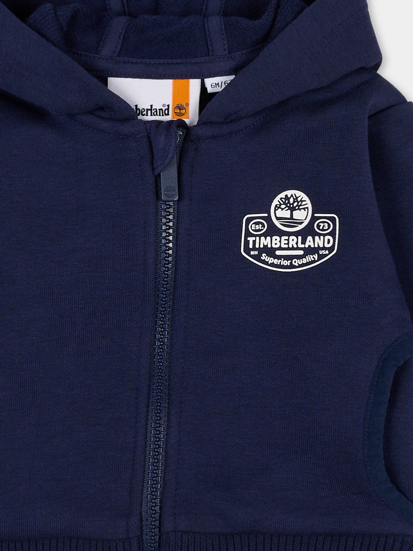 Felpa blu per neonato con logo,Timberland,T60596 85T