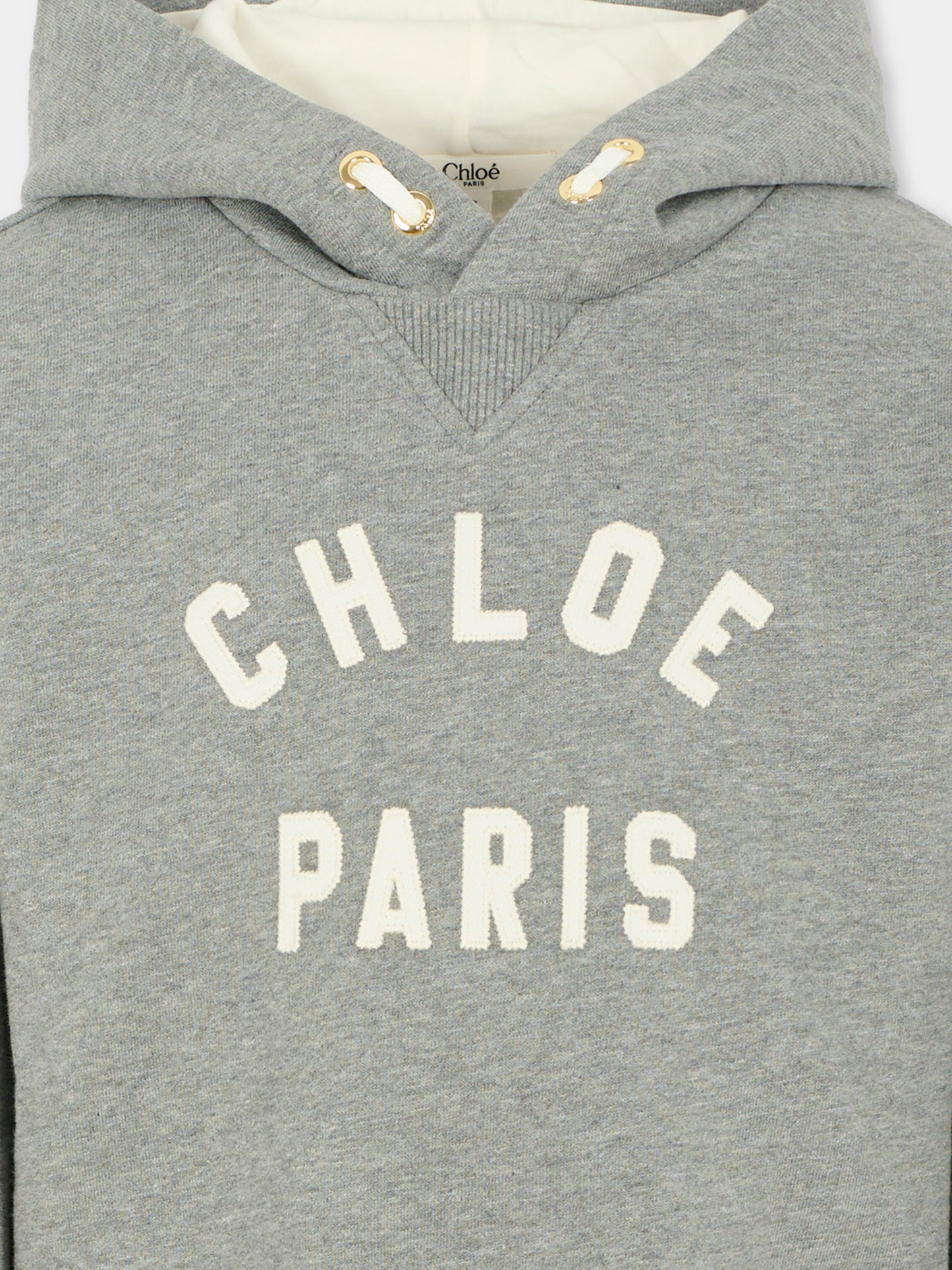 Felpa grigia per bambina con logo,Chloé Kids,C20646 A46