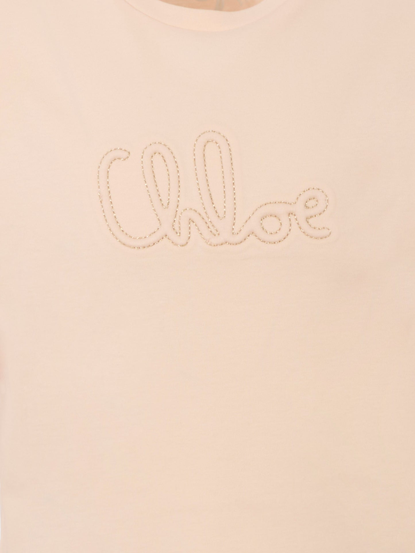 T-shirt rosa per bambina con logo ricamato,Chloé Kids,C20655 46J