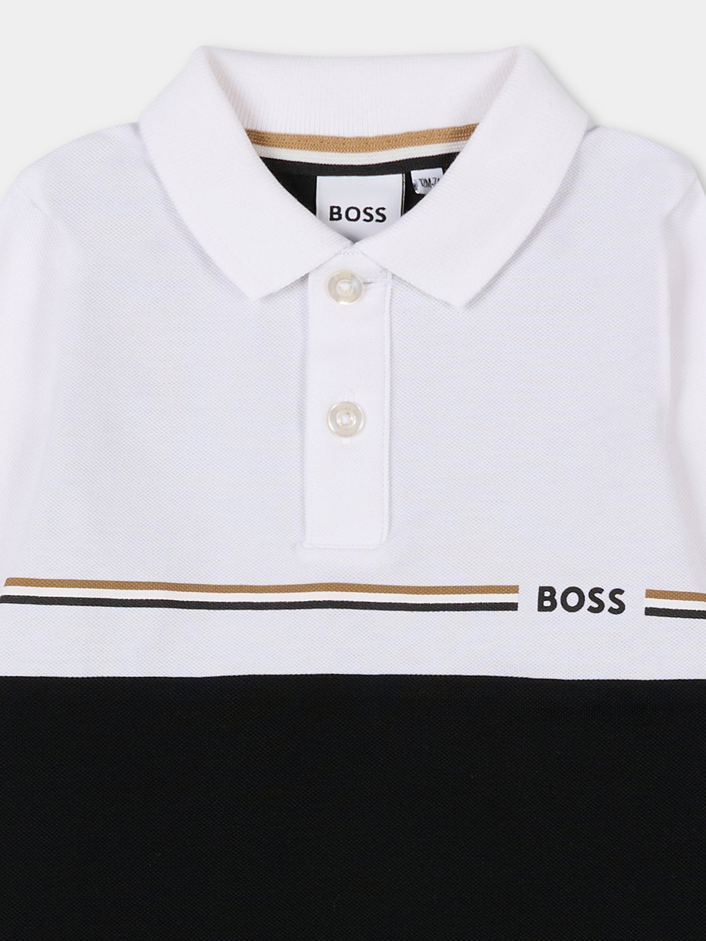 Polo nera per neonato con logo,Boss,J52456 09B