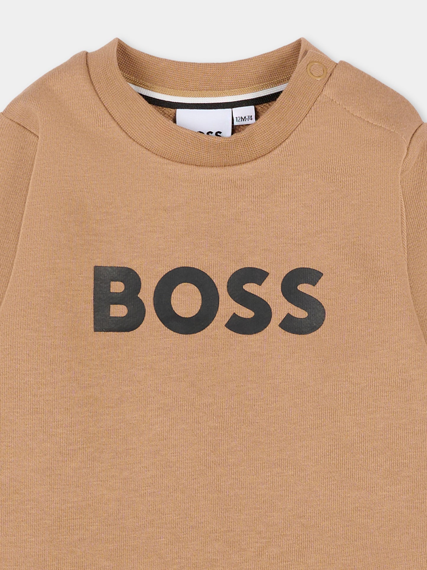 Felpa beige per neonato con logo,Boss,J52458 269