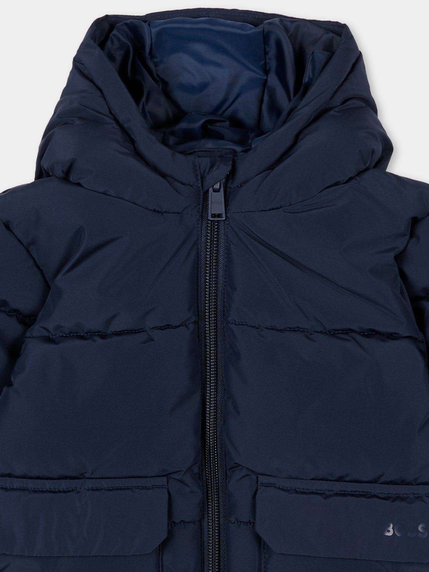 Piumino blu per neonato con logo,Boss,J52476 849